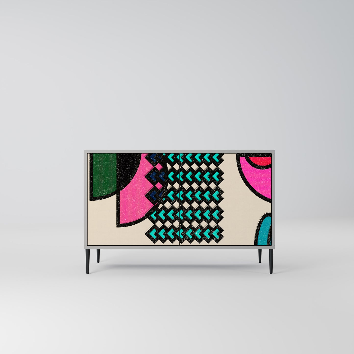 GEOMETRIC RHAPSODY 2-dörrars skänk i grå finish