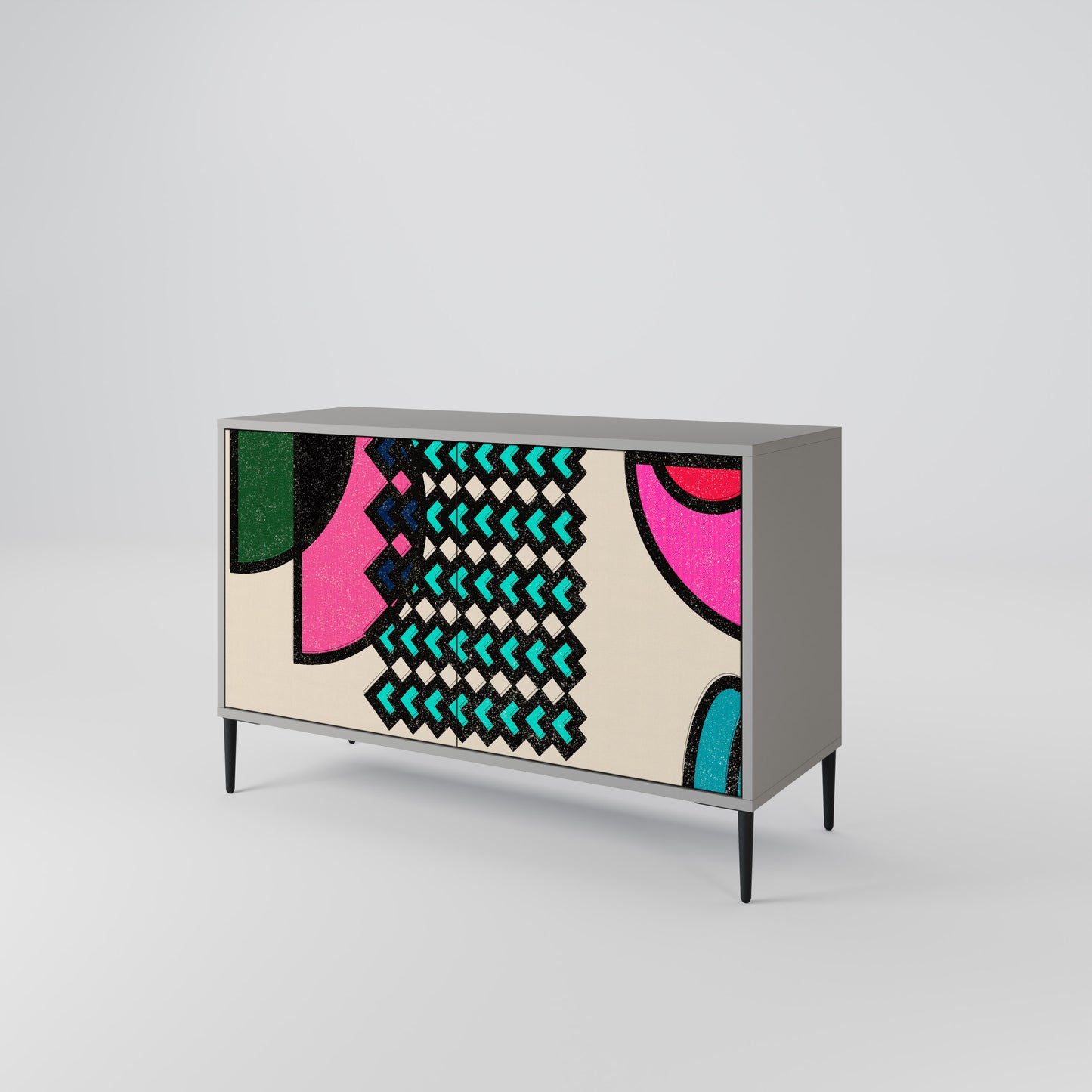 GEOMETRIC RHAPSODY 2-dörrars skänk i grå finish