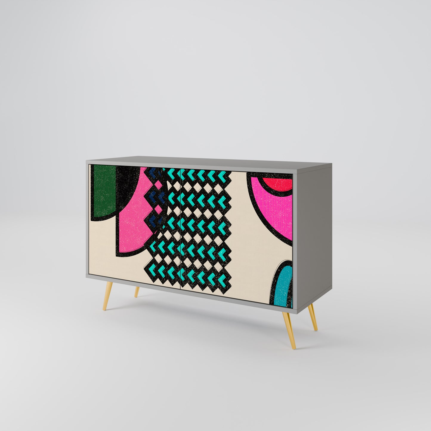 GEOMETRIC RHAPSODY 2-dörrars skänk i grå finish