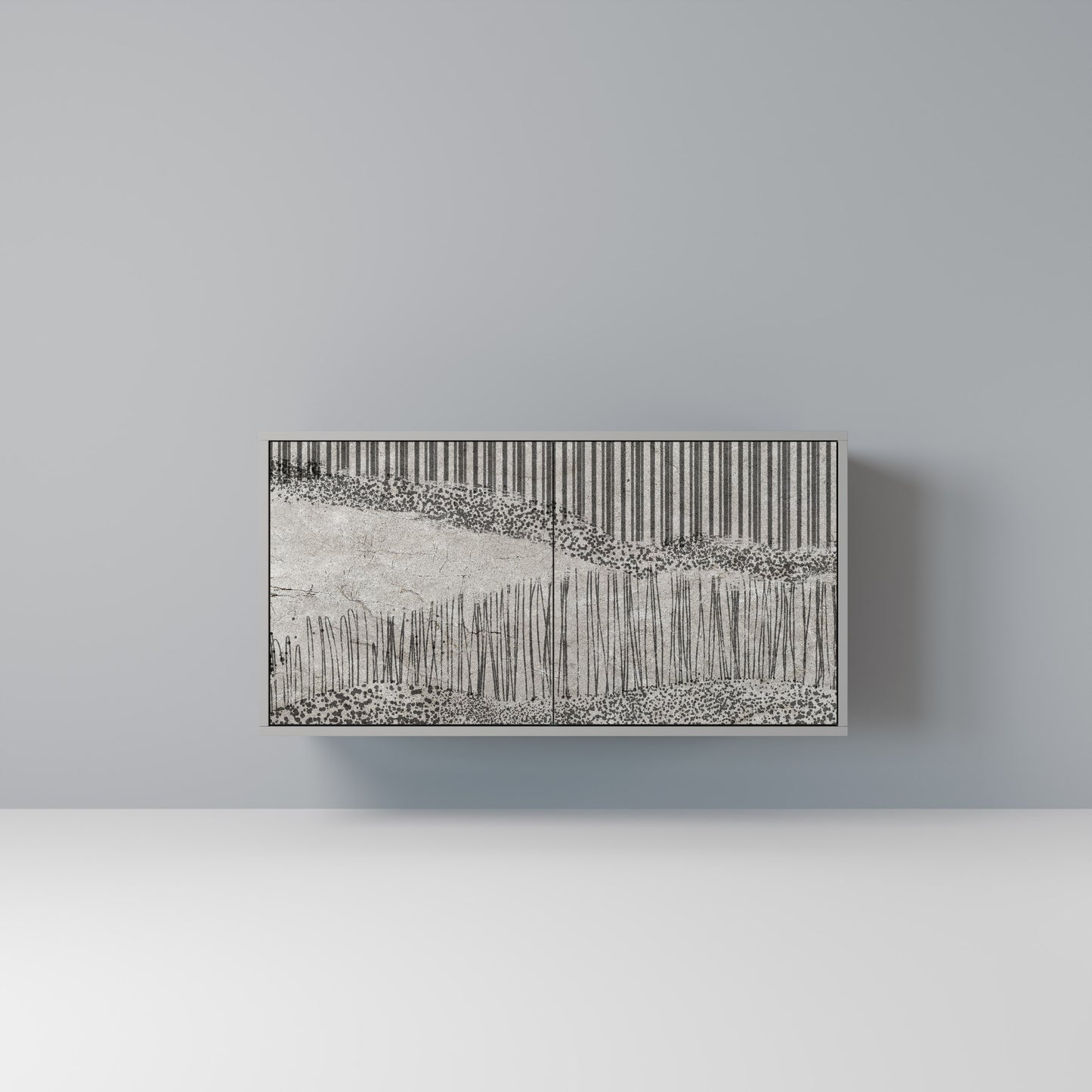 GRAIN LINES 2-dörrars skänk i grå finish