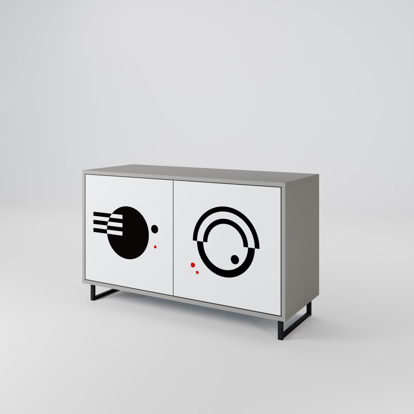 BLACK AND WHITE COMBINATION 2-Door Sideboard in Grey Finish