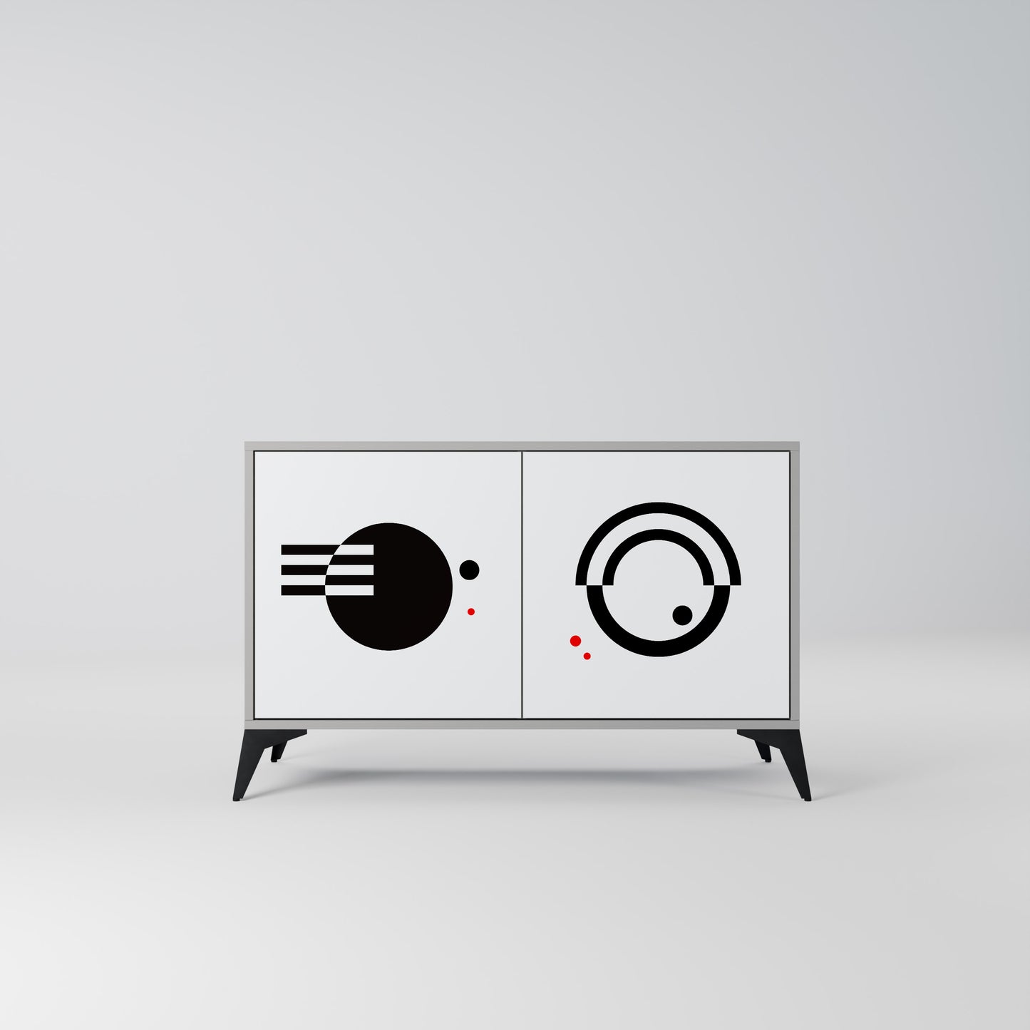 BLACK AND WHITE COMBINATION 2-Door Sideboard in Grey Finish