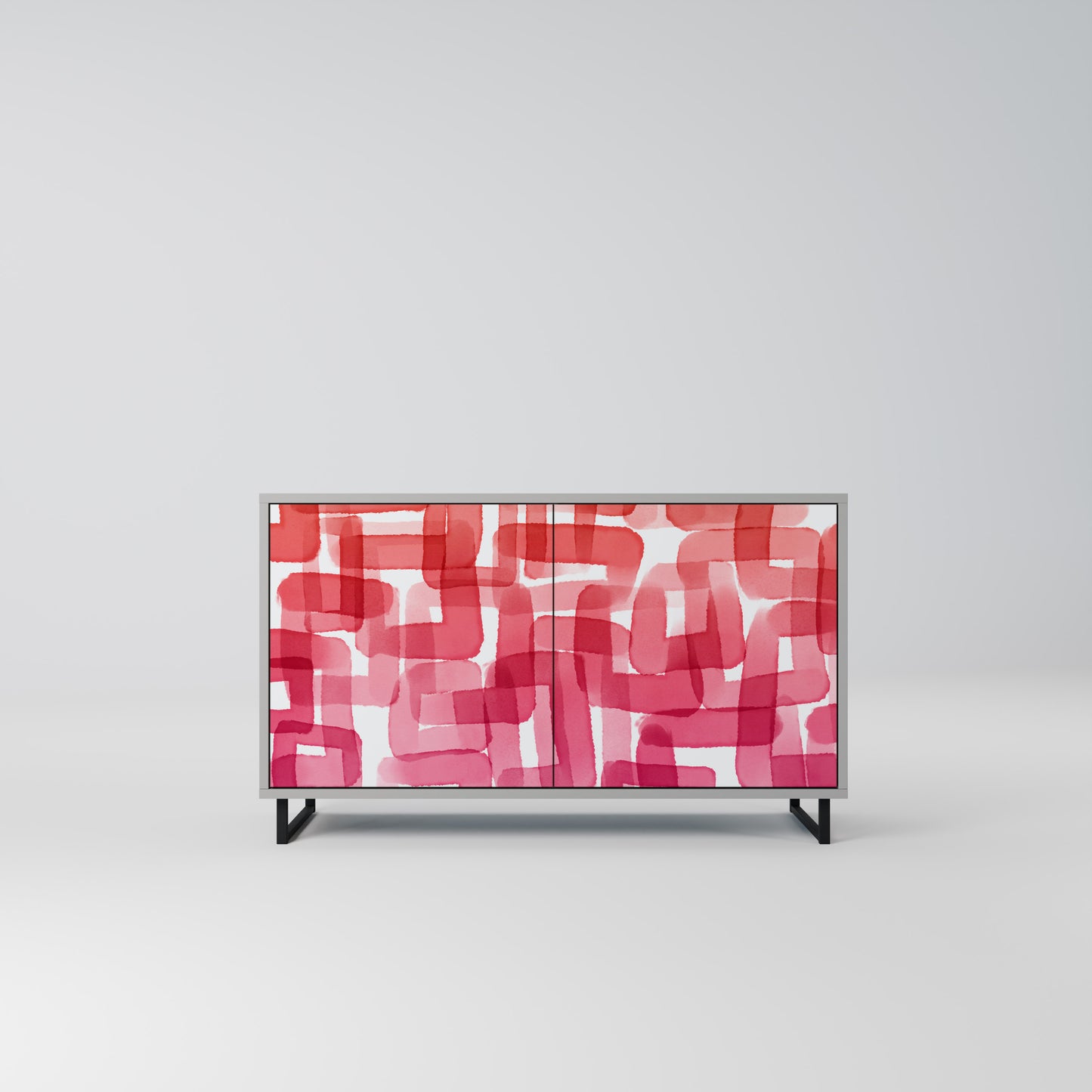 KALEIDOSCOPIC CUBISM 2-Door Sideboard in Grey Finish