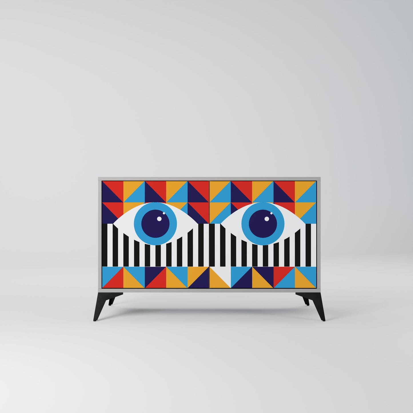 ABSTRACTION AND GEOMETRY 2-Door Sideboard in Grey Finish