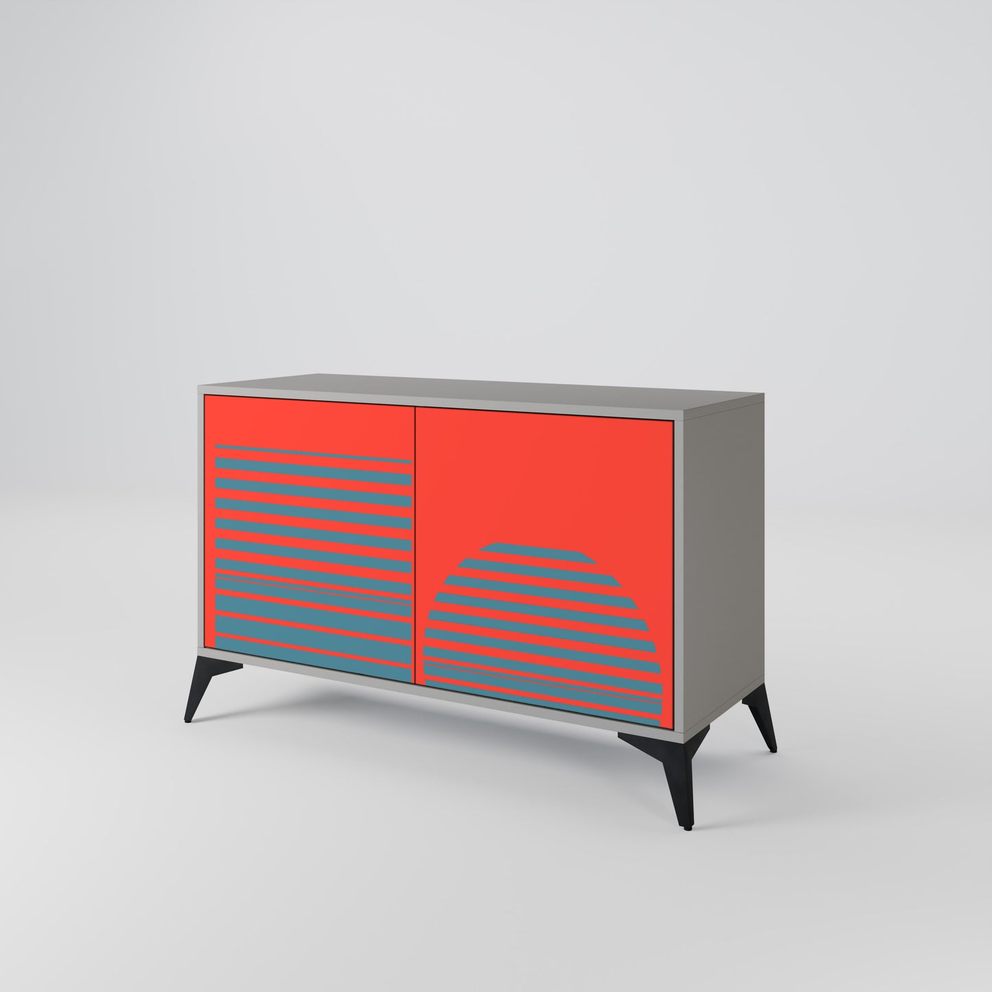 RISING GEOMETRY STARS 2-Door Sideboard in Grey Finish