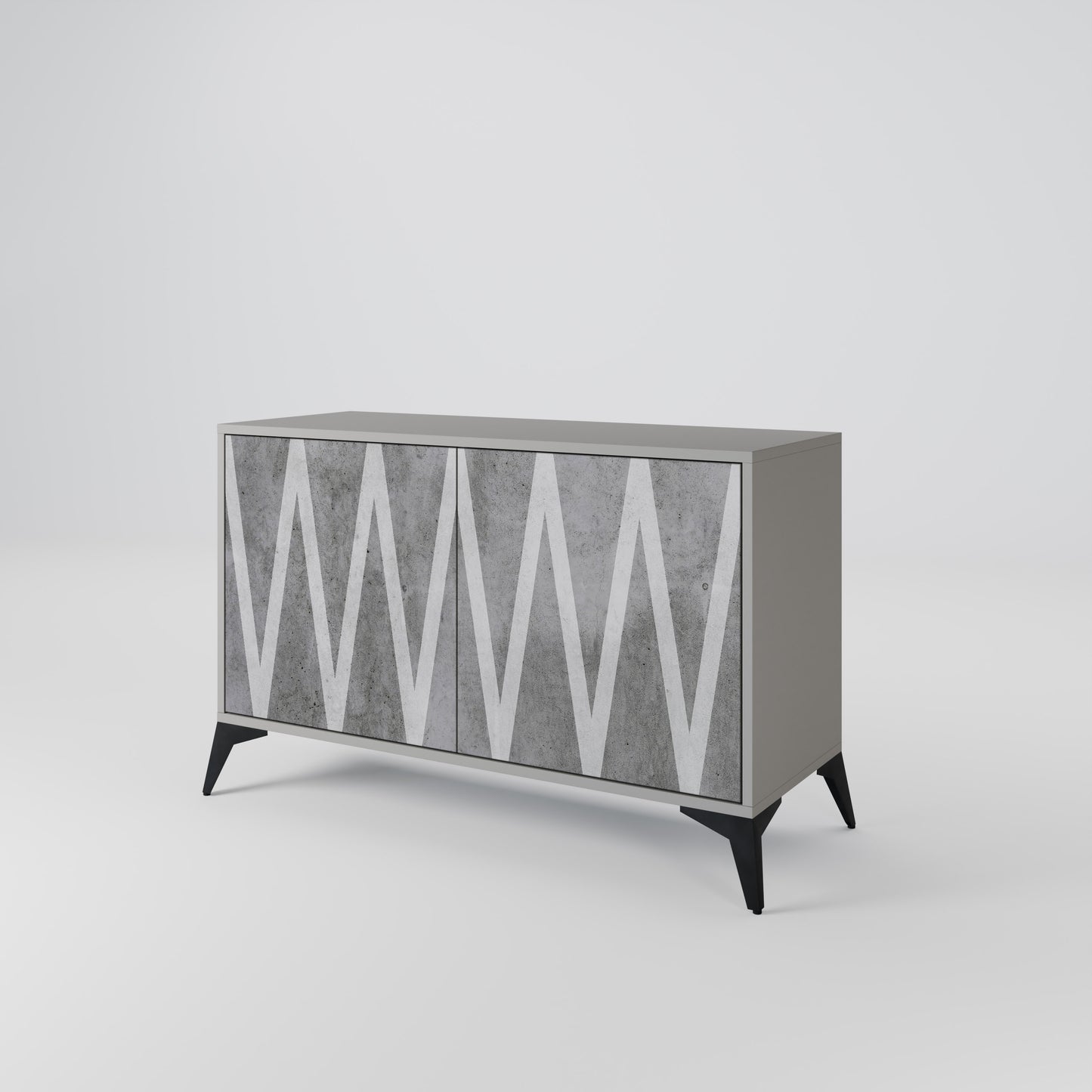 SOLID ZIG ZAG 2-Door Sideboard in Grey Finish