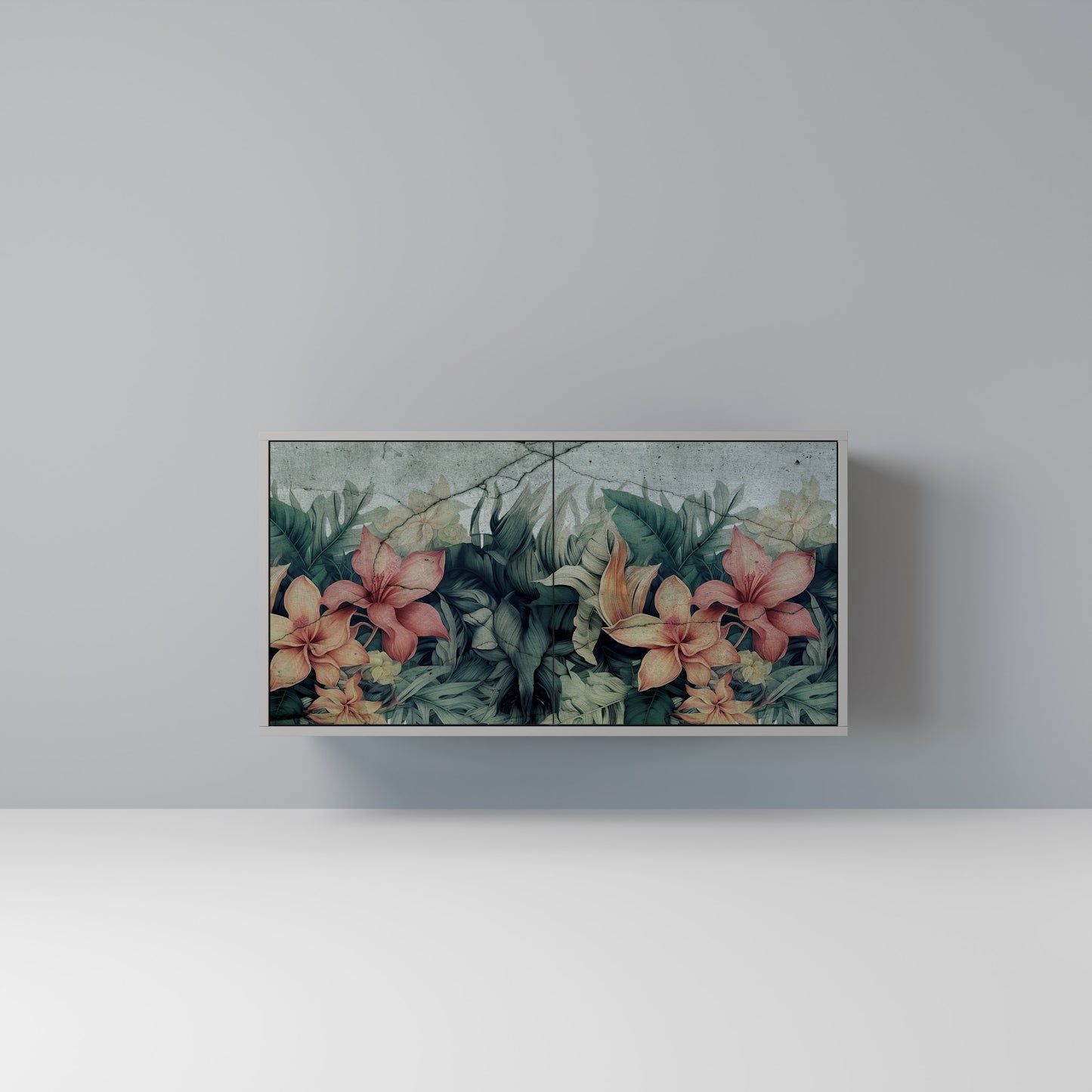 HEAVENLY BLOOM 2-Door Sideboard in Grey Finish