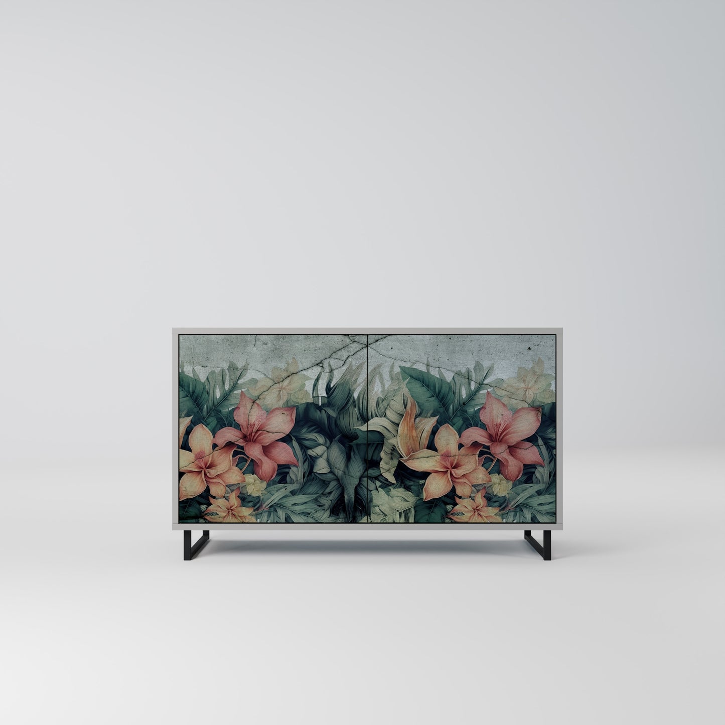 HEAVENLY BLOOM 2-Door Sideboard in Grey Finish