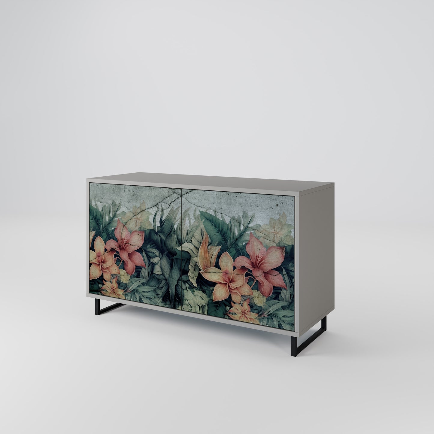 HEAVENLY BLOOM 2-Door Sideboard in Grey Finish
