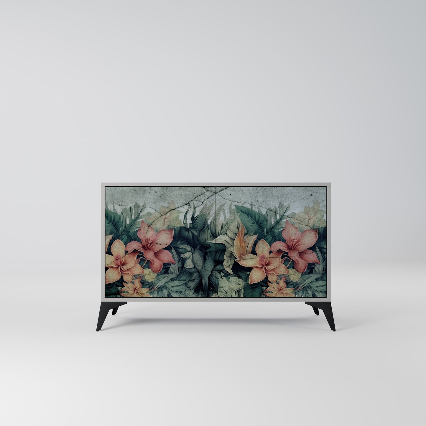 HEAVENLY BLOOM 2-Door Sideboard in Grey Finish