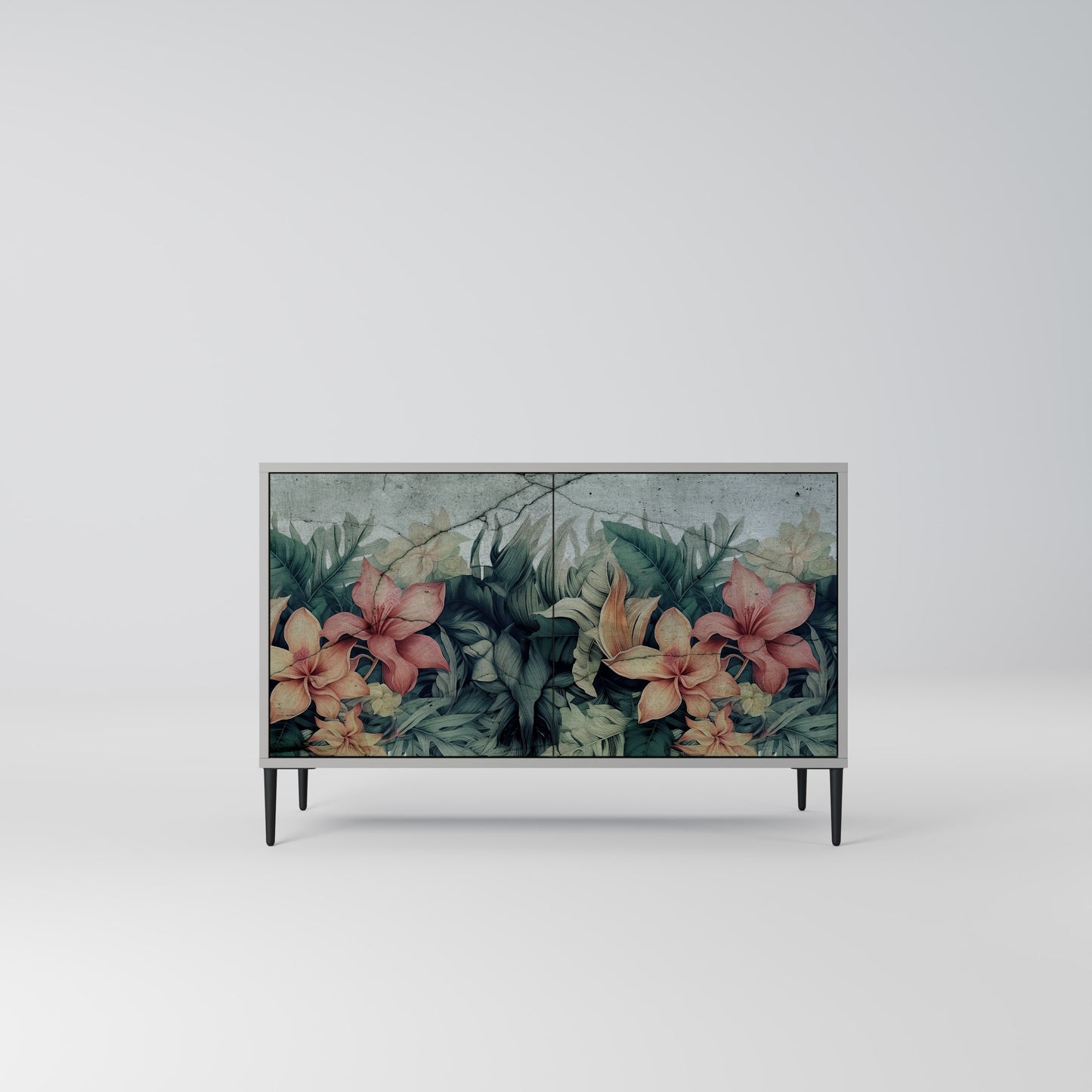 HEAVENLY BLOOM 2-Door Sideboard in Grey Finish