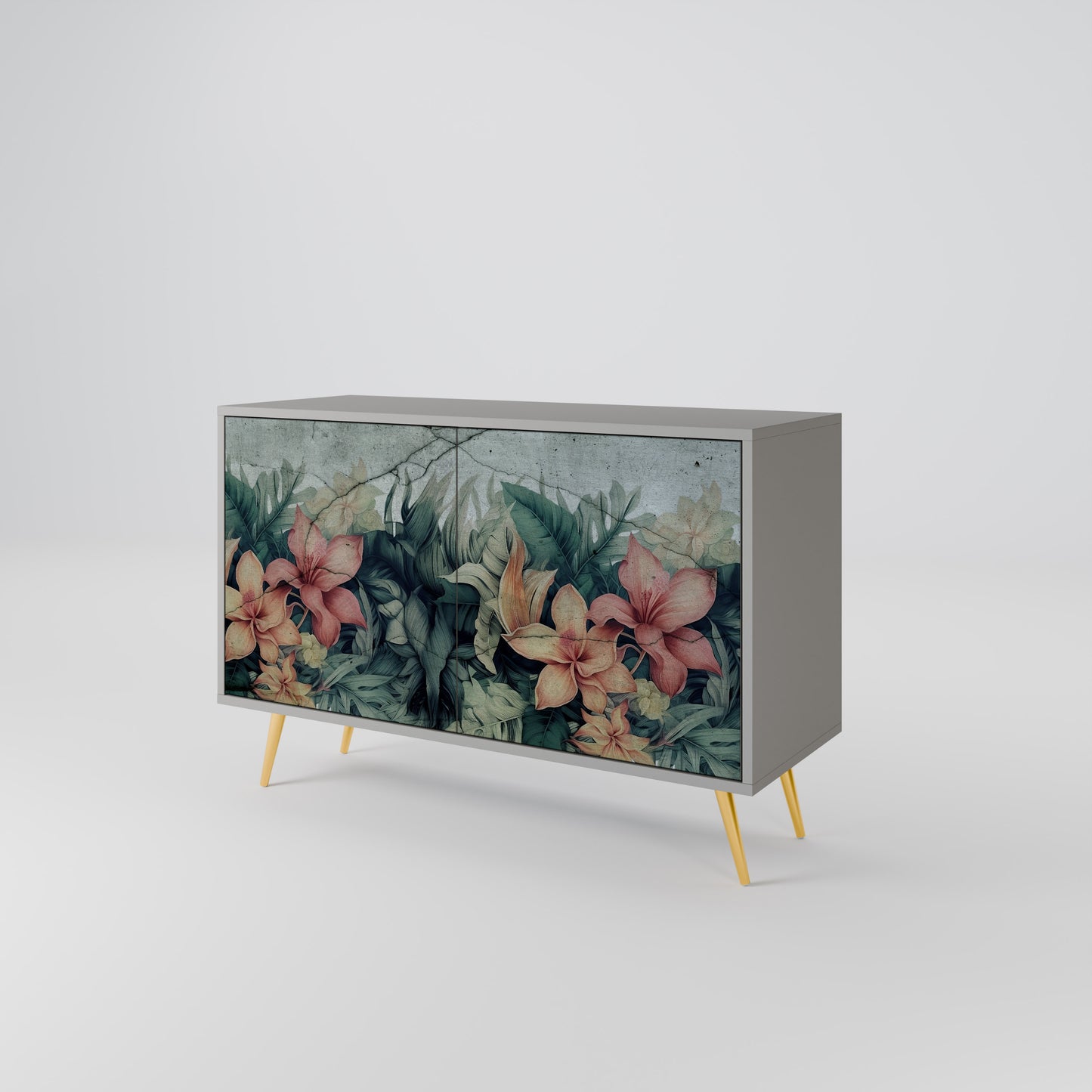 HEAVENLY BLOOM 2-Door Sideboard in Grey Finish