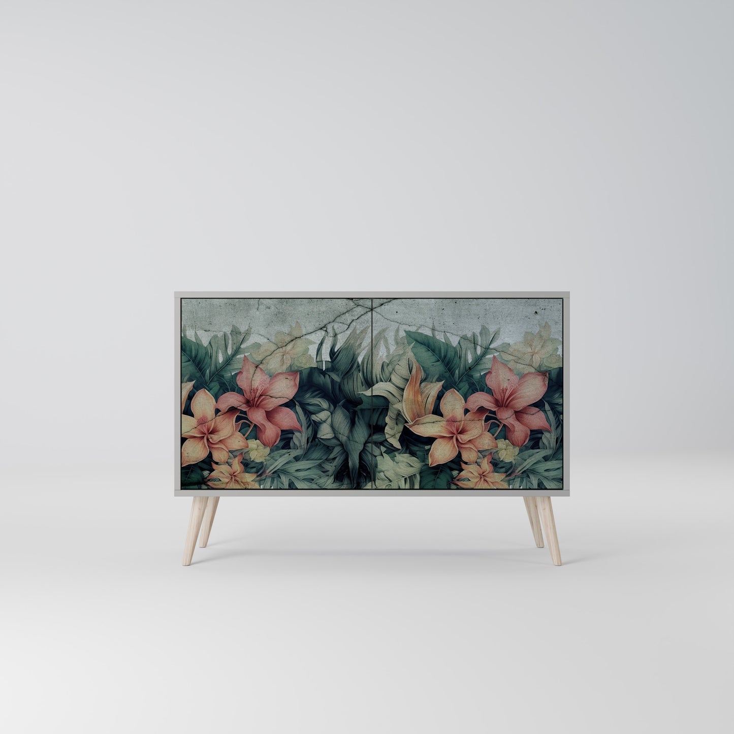 HEAVENLY BLOOM 2-Door Sideboard in Grey Finish