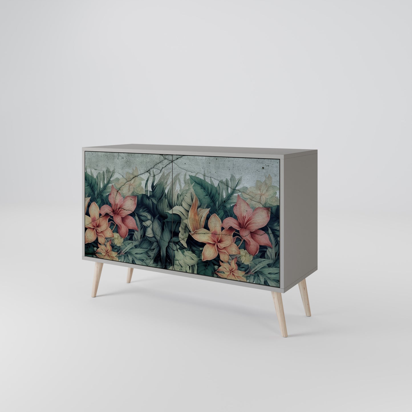HEAVENLY BLOOM 2-Door Sideboard in Grey Finish