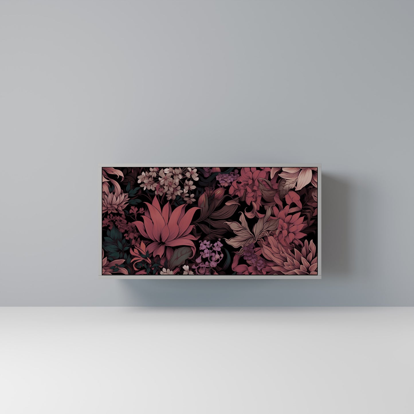 FLORAL WHISPER 2-Door Sideboard in Grey Finish