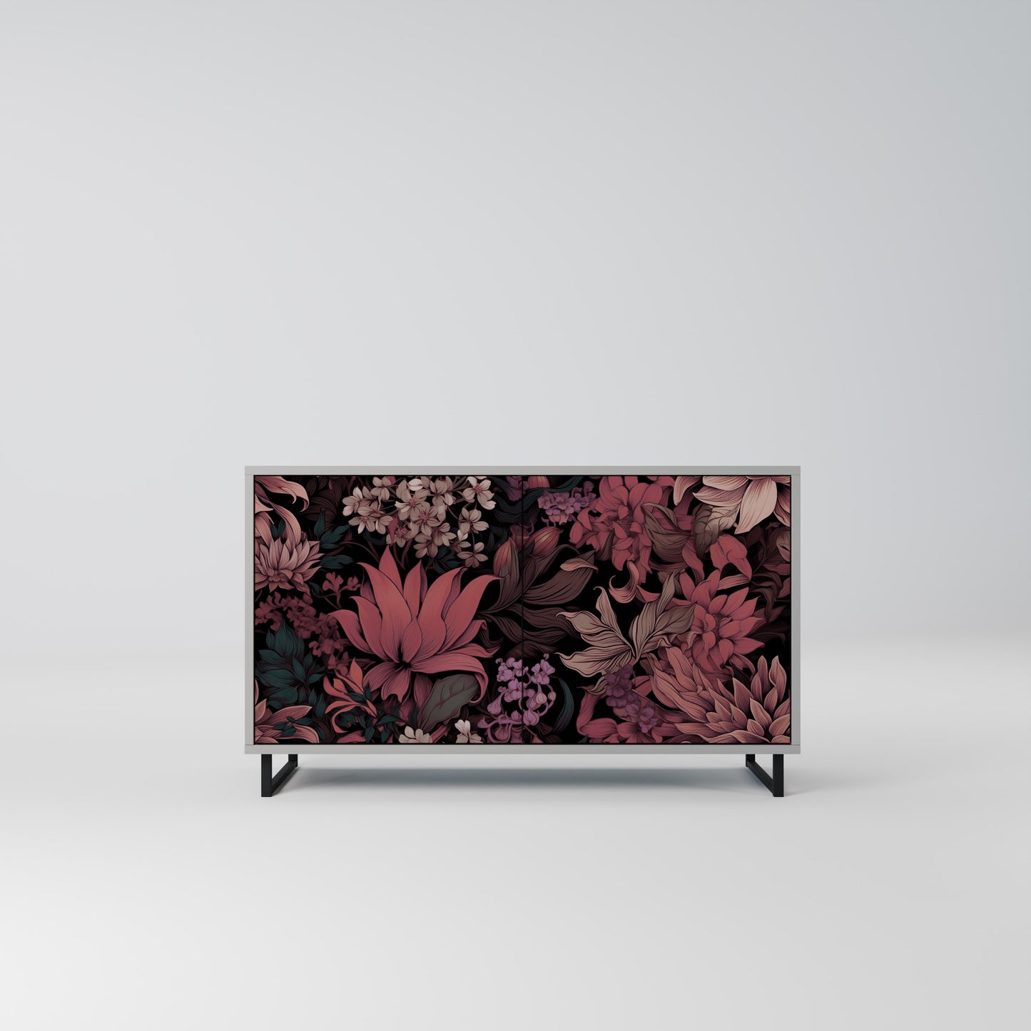 FLORAL WHISPER 2-Door Sideboard in Grey Finish