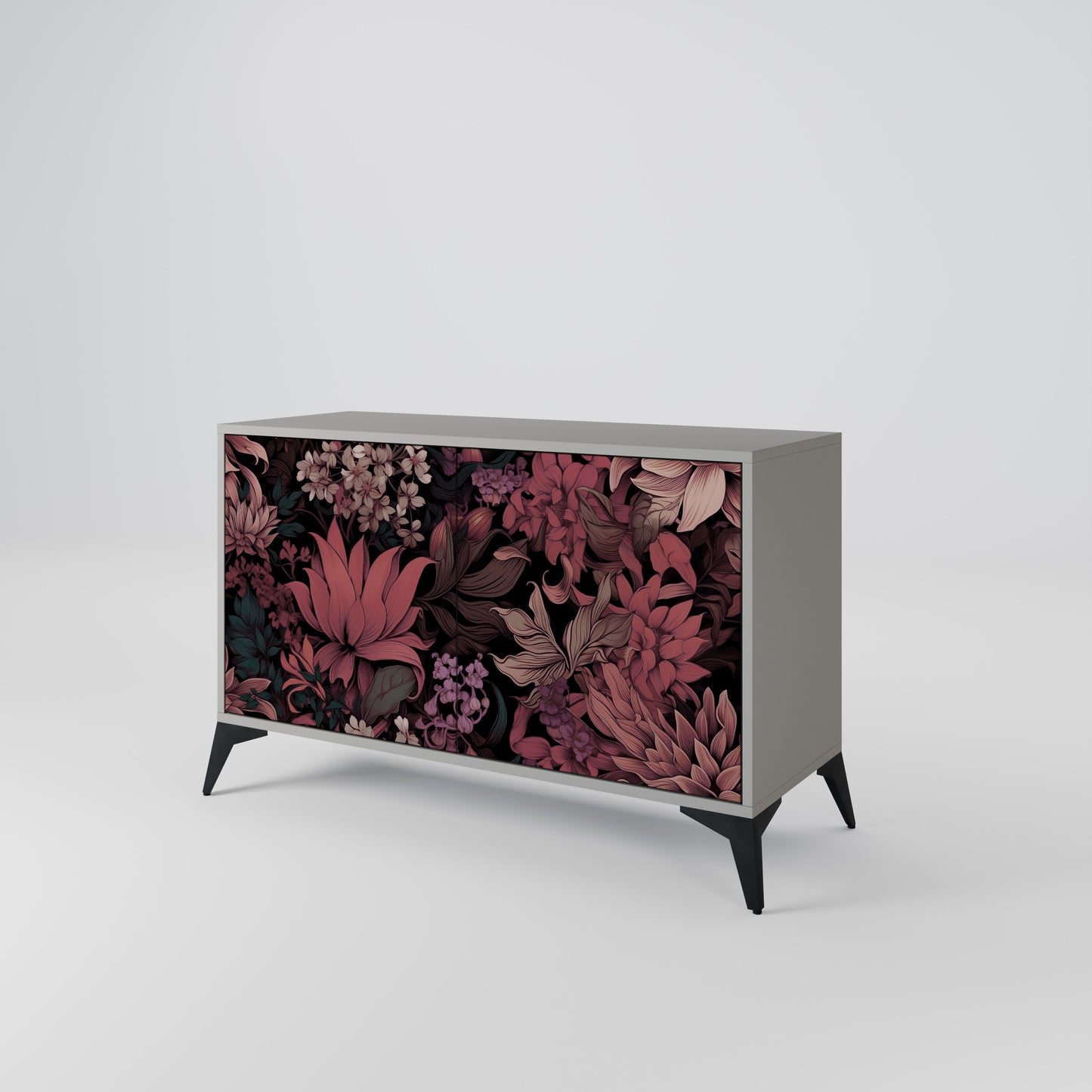 FLORAL WHISPER 2-Door Sideboard in Grey Finish