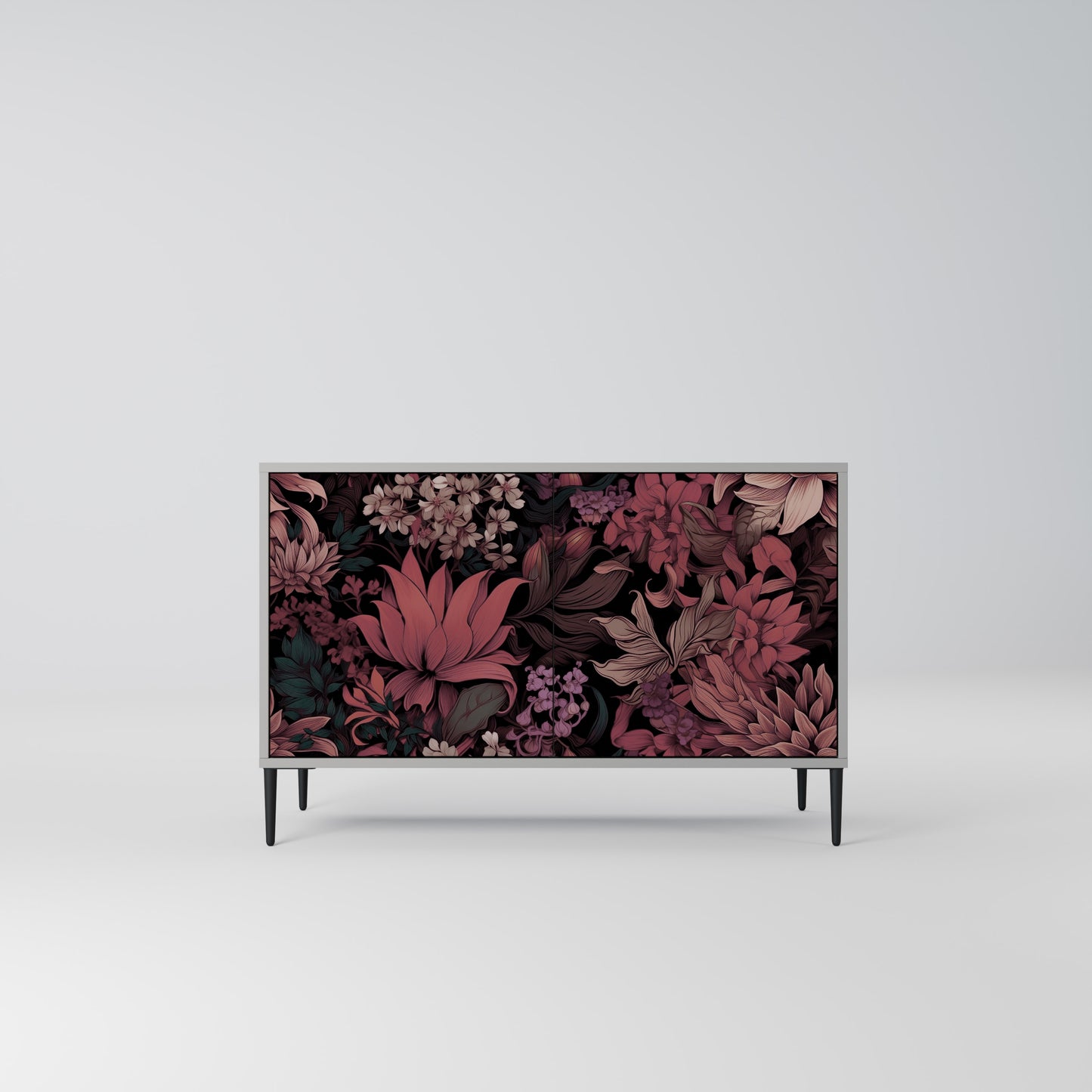 FLORAL WHISPER 2-Door Sideboard in Grey Finish