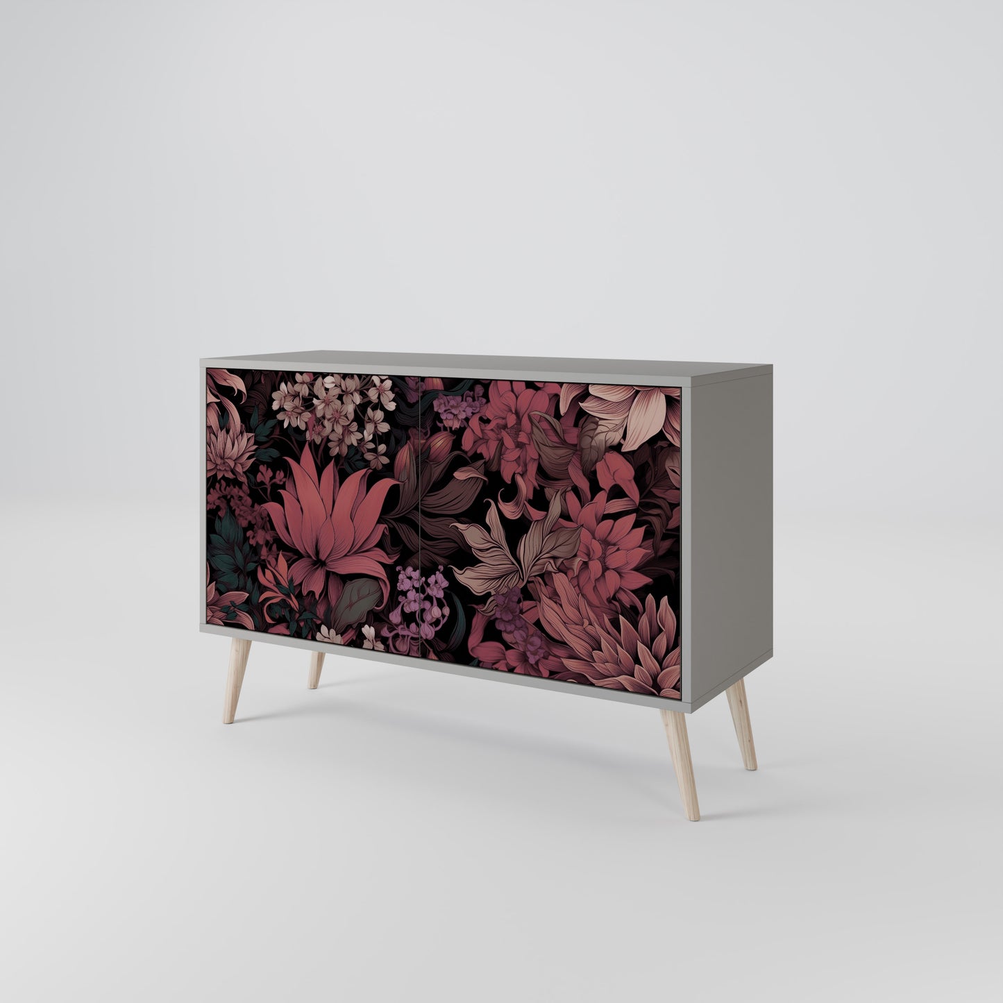 FLORAL WHISPER 2-Door Sideboard in Grey Finish