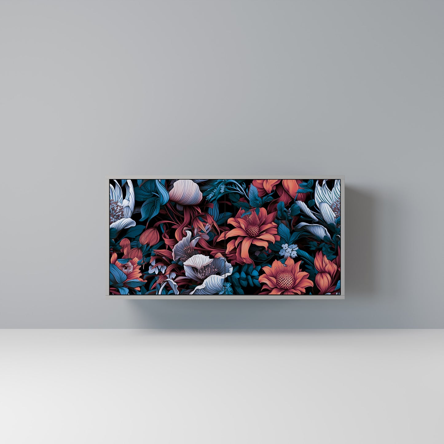 ETHEREAL BLOSSOMS 2-Door Sideboard in Grey Finish