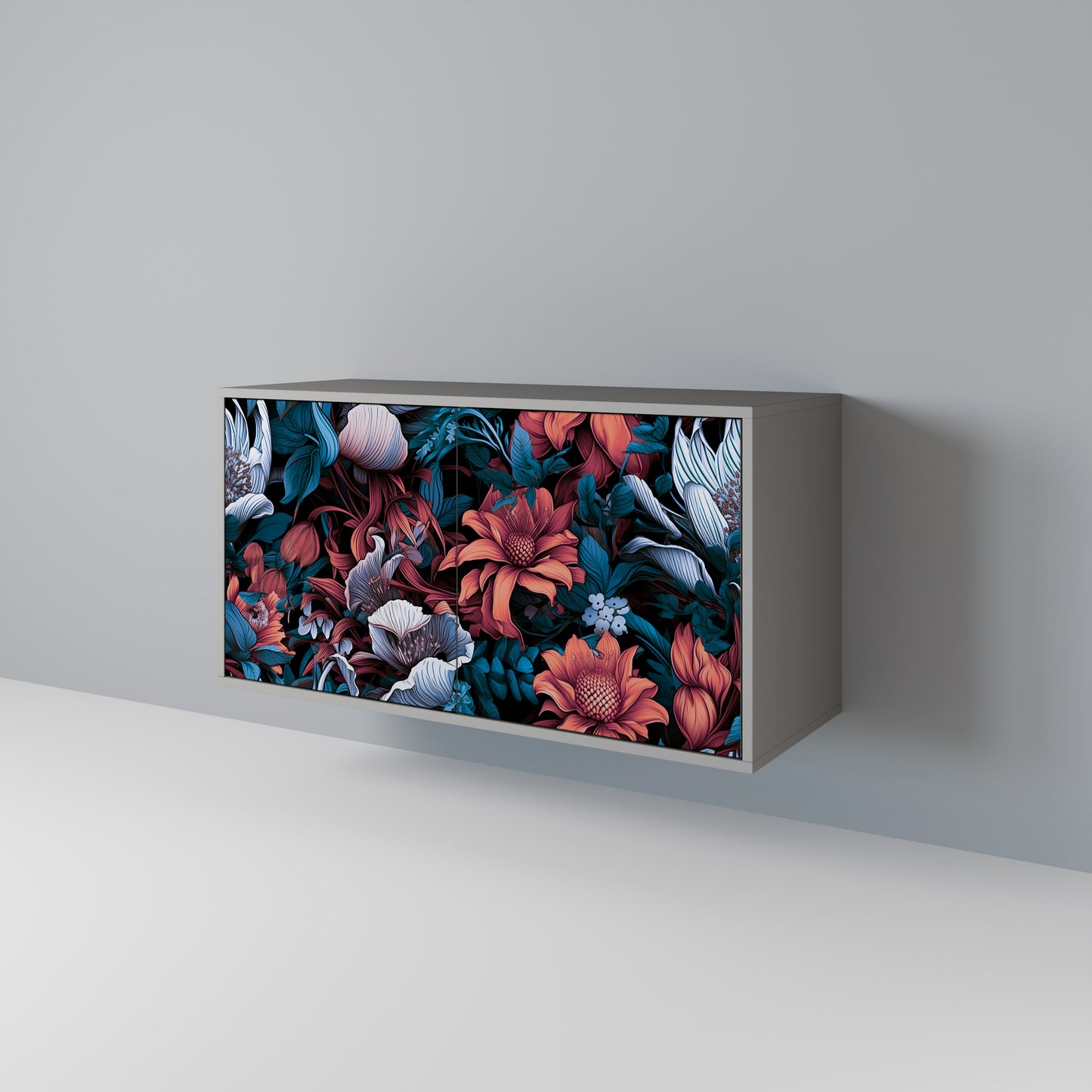 ETHEREAL BLOSSOMS 2-Door Sideboard in Grey Finish