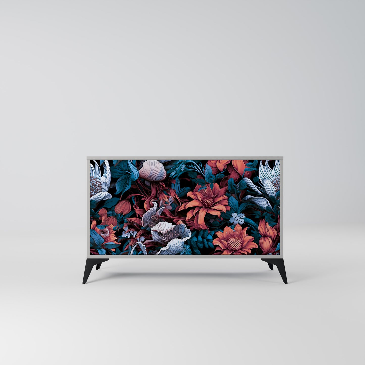 ETHEREAL BLOSSOMS 2-Door Sideboard in Grey Finish