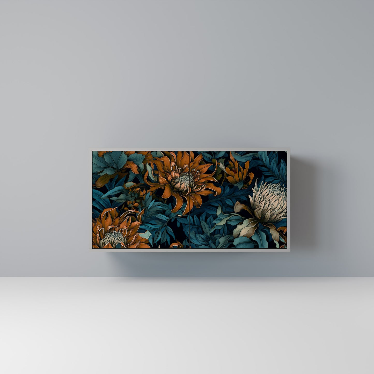 MORNING BLOOM 2-Door Sideboard in Grey Finish