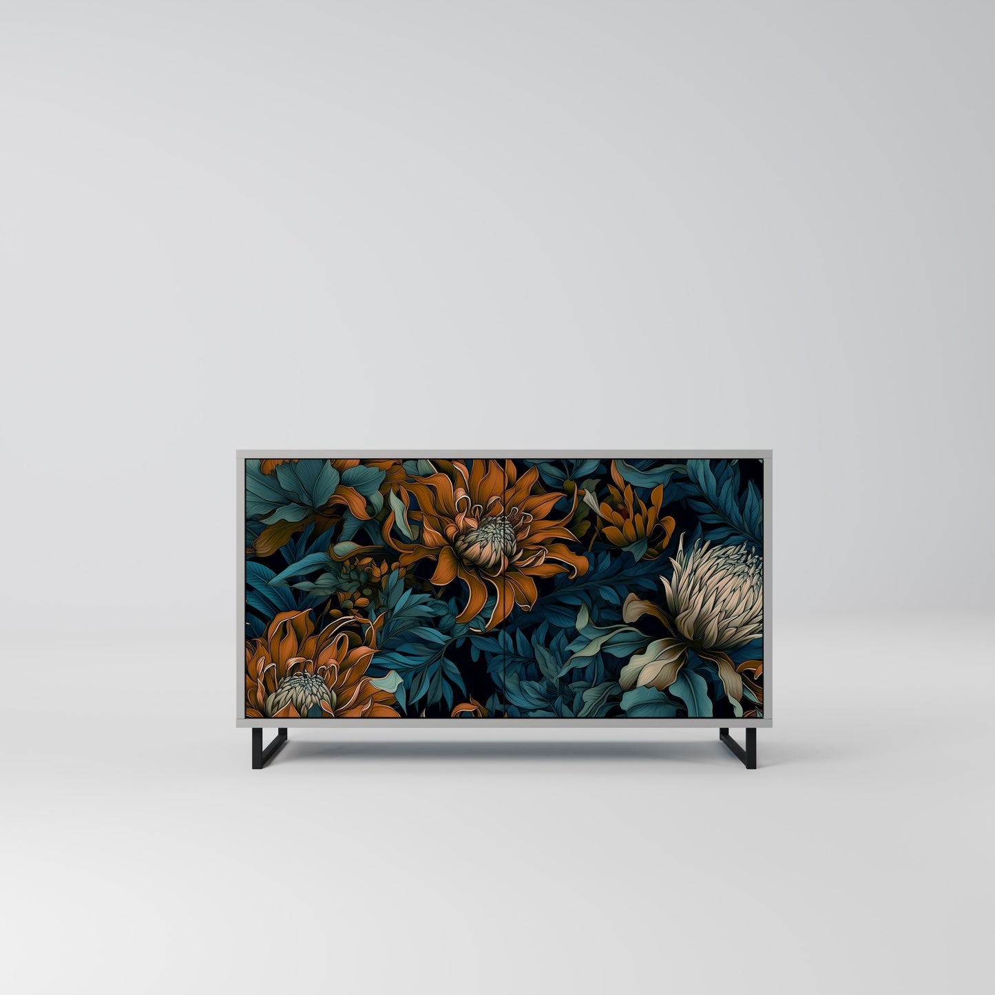 MORNING BLOOM 2-Door Sideboard in Grey Finish