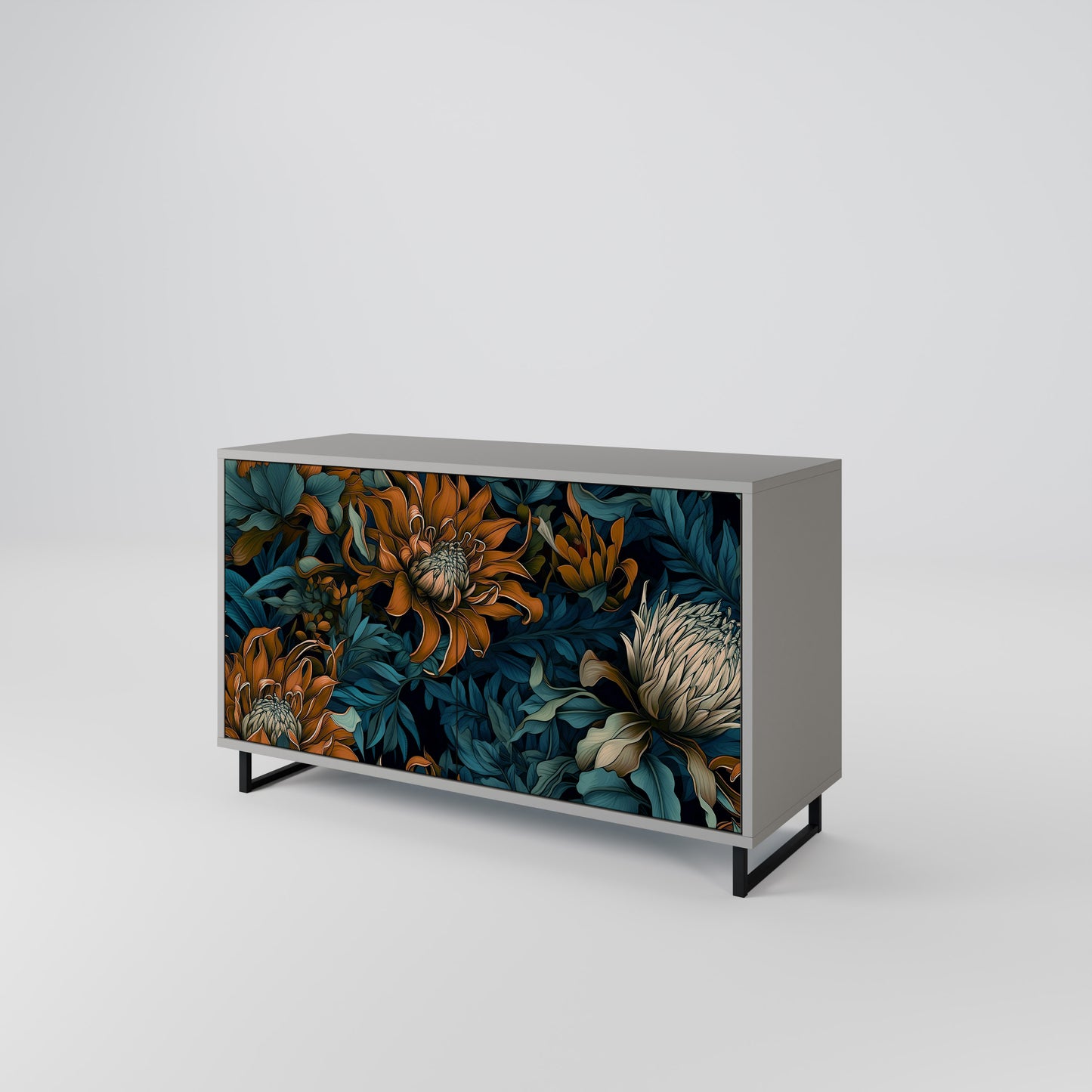MORNING BLOOM 2-Door Sideboard in Grey Finish