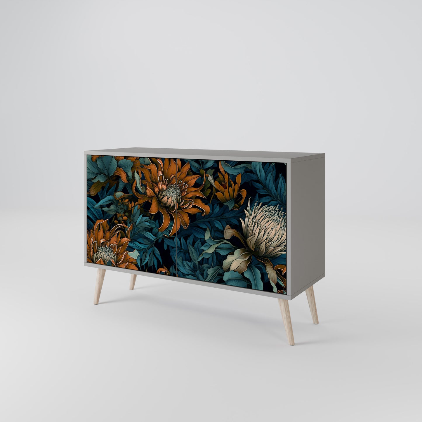MORNING BLOOM 2-Door Sideboard in Grey Finish