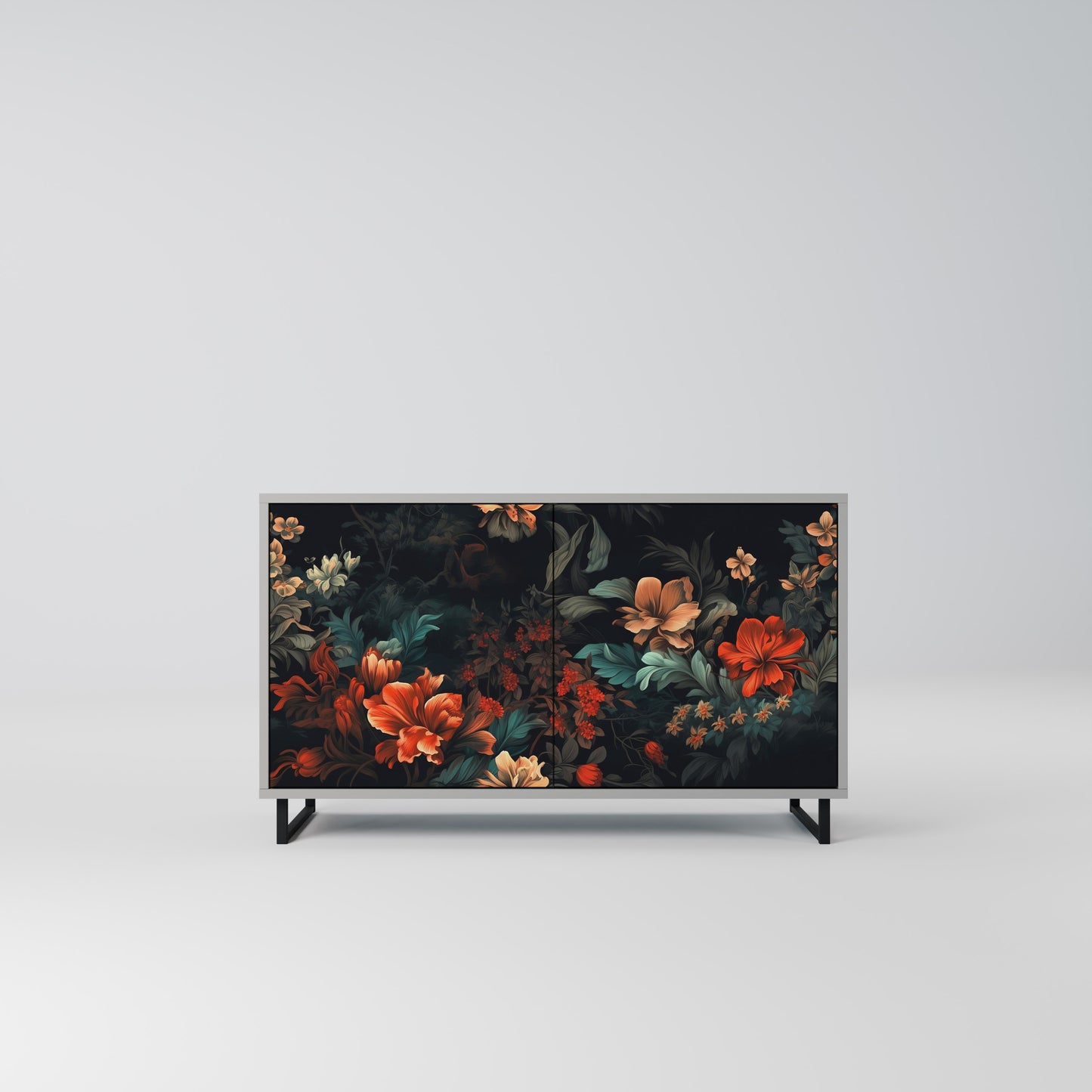 IMAGINARY BLOSSOM 2-Door Sideboard in Grey Finish