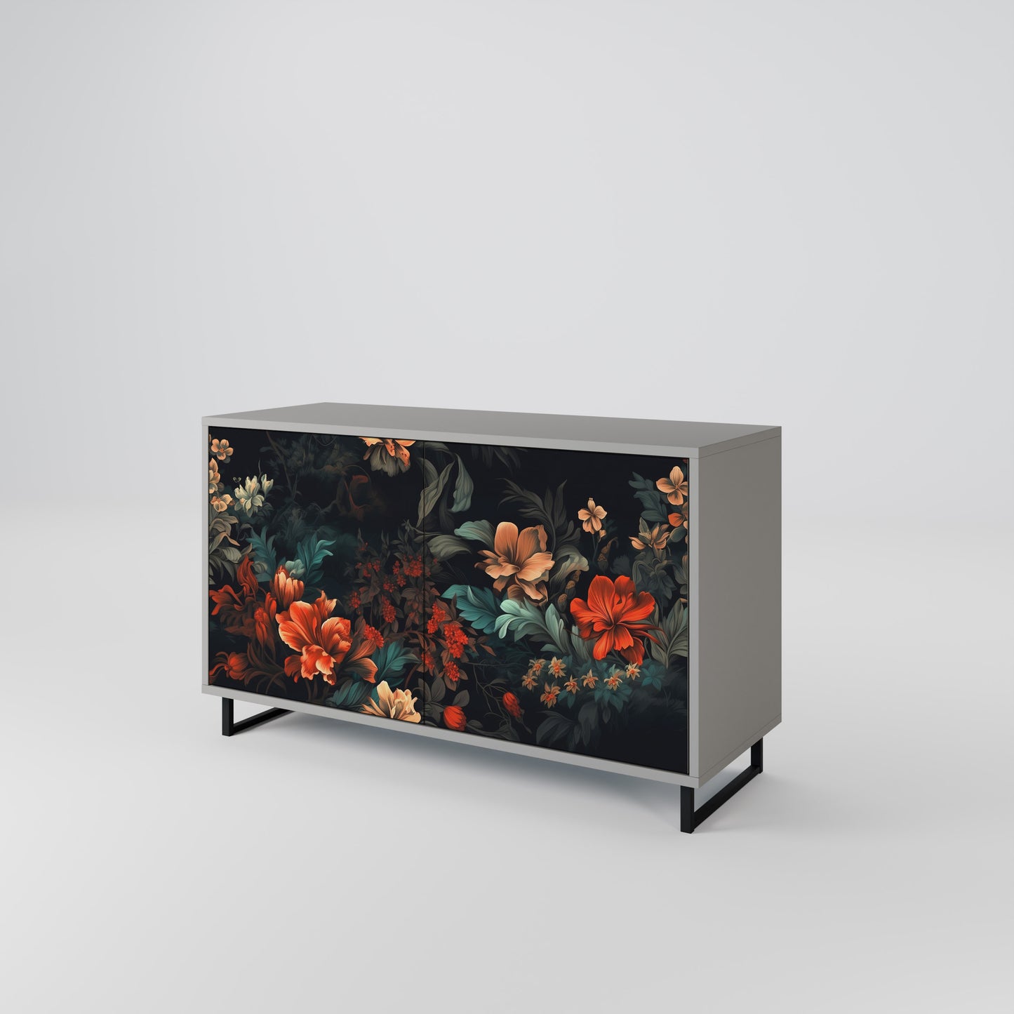 IMAGINARY BLOSSOM 2-Door Sideboard in Grey Finish
