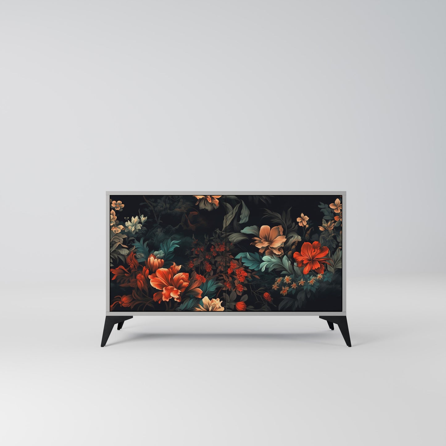 IMAGINARY BLOSSOM 2-Door Sideboard in Grey Finish