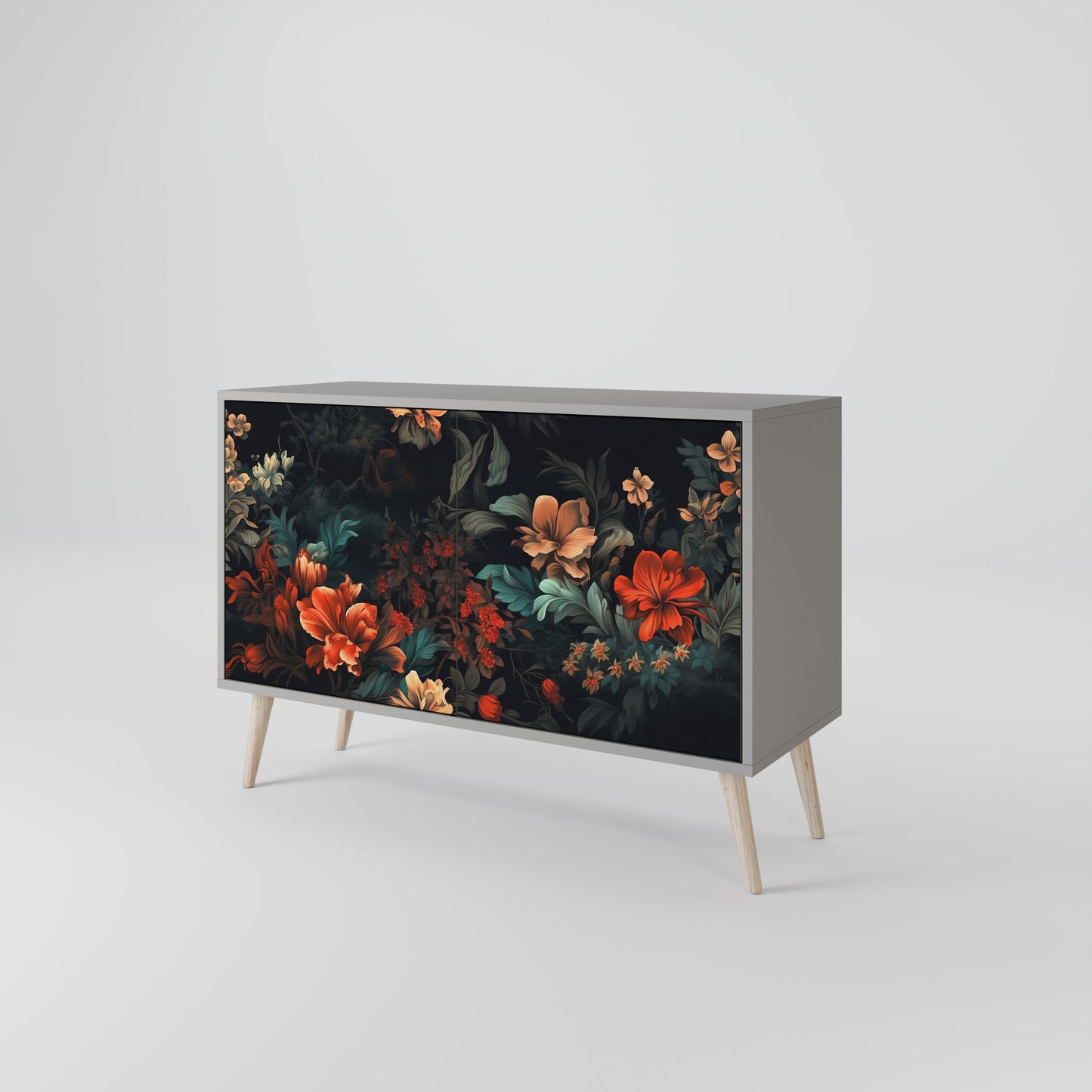 IMAGINARY BLOSSOM 2-Door Sideboard in Grey Finish