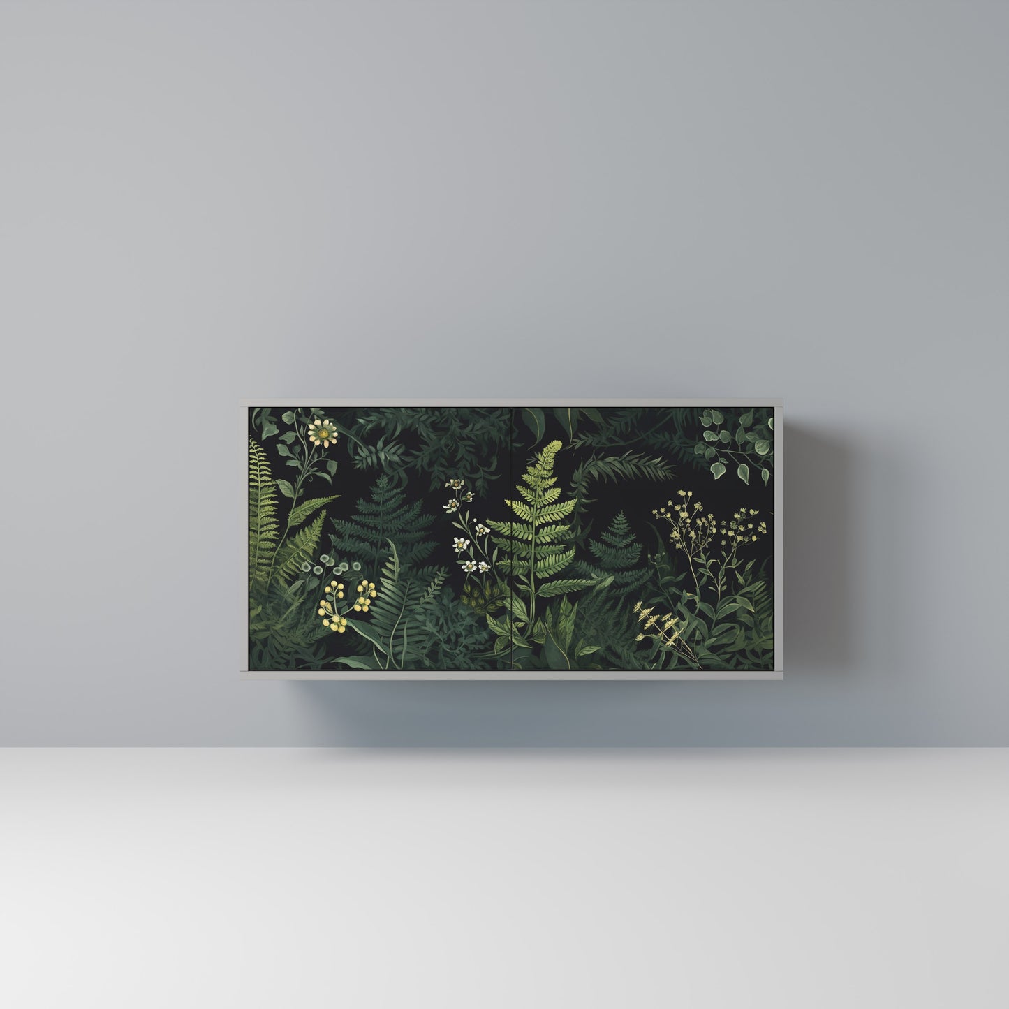 FERN FLOWERS 2-Door Sideboard in Grey Finish