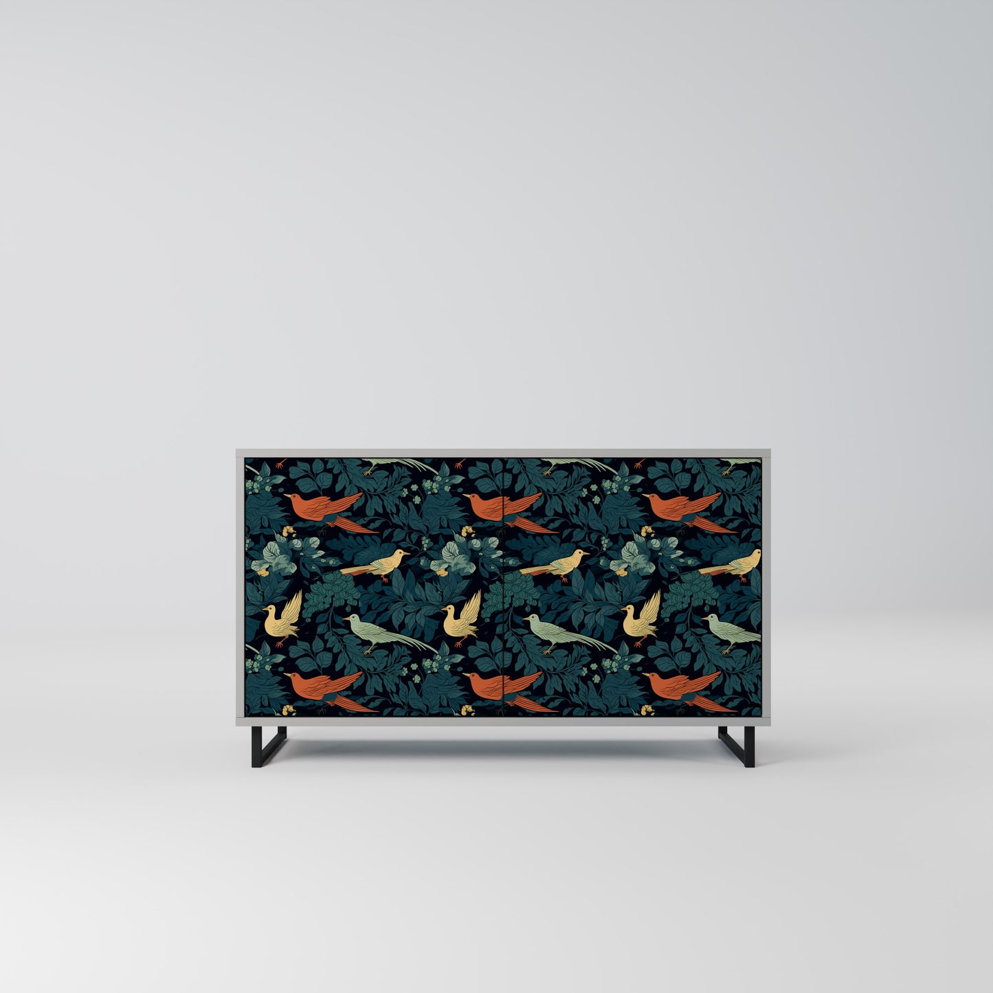 FOWL ORNAMENT 2-Door Sideboard in Grey Finish