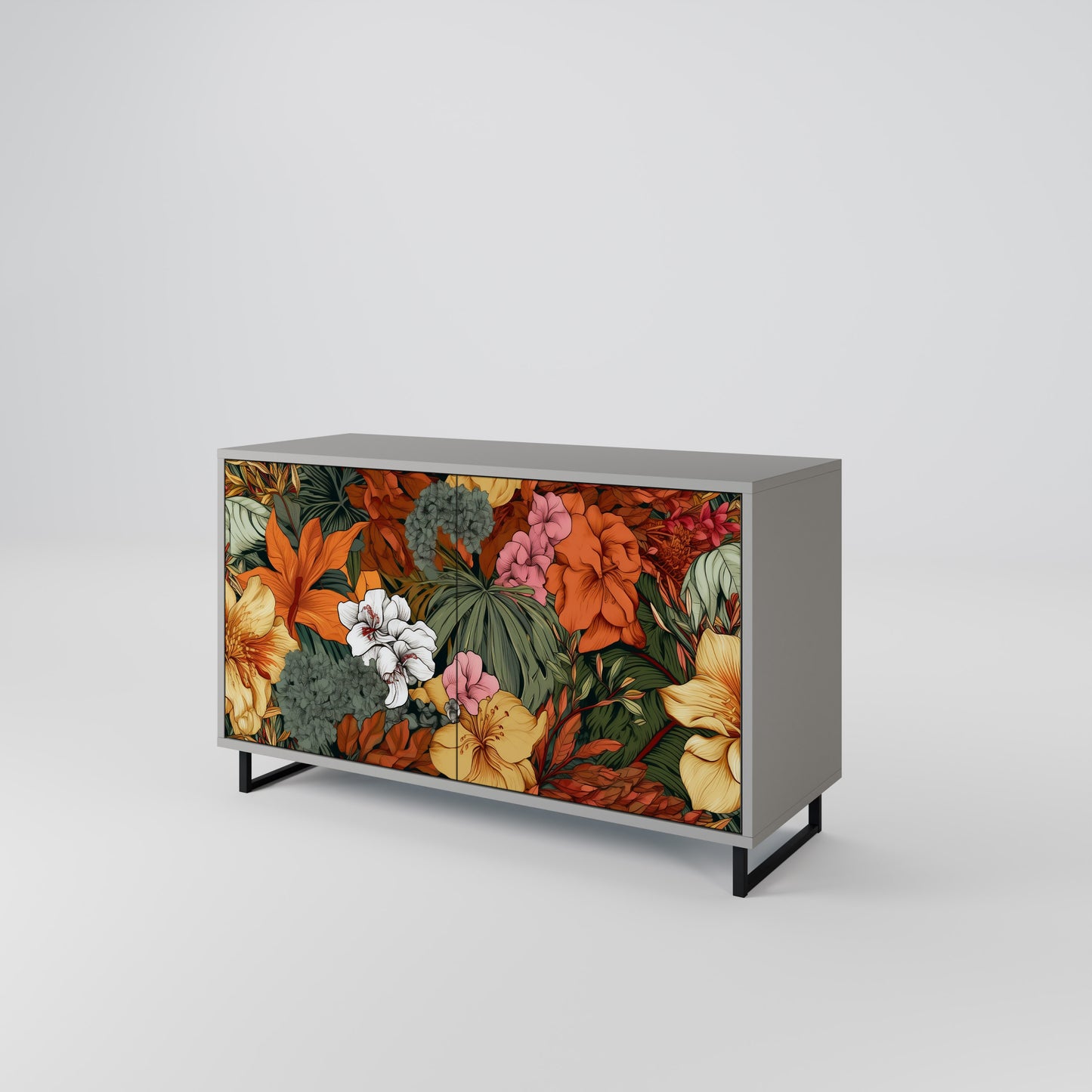 RADIANT FLORA 2-Door Sideboard in Grey Finish