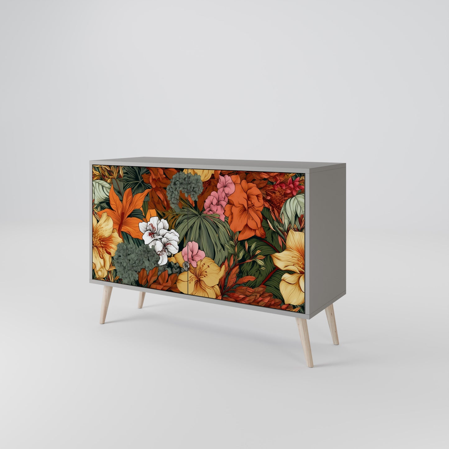 RADIANT FLORA 2-Door Sideboard in Grey Finish