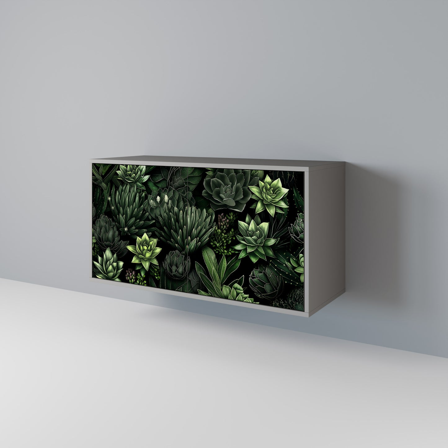 SUCCULENT JUNGLE 2-dörrars skänk i grå finish