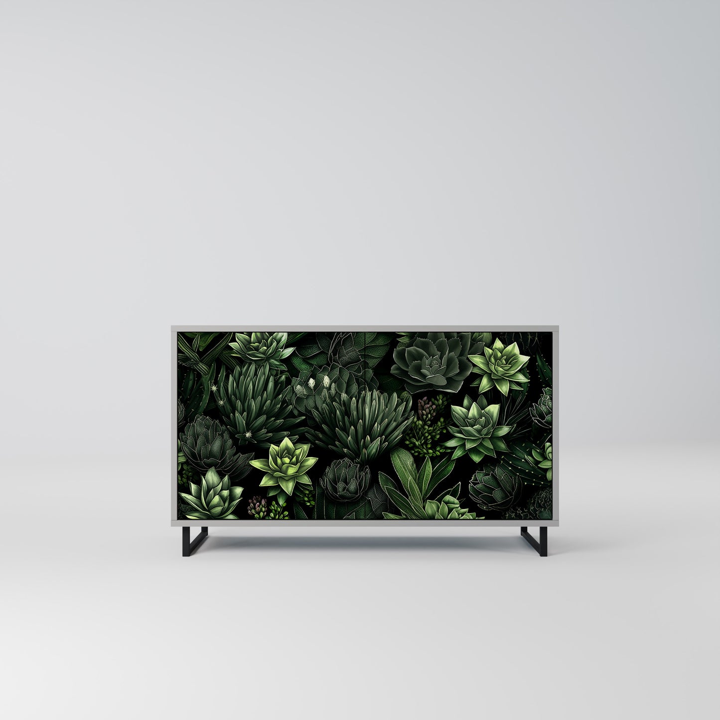 SUCCULENT JUNGLE 2-dörrars skänk i grå finish