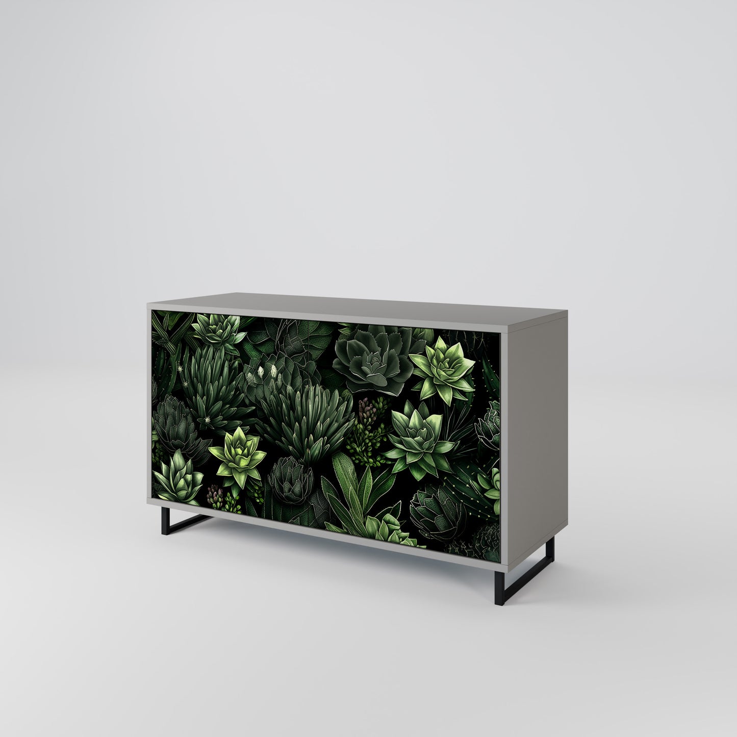 SUCCULENT JUNGLE 2-dörrars skänk i grå finish