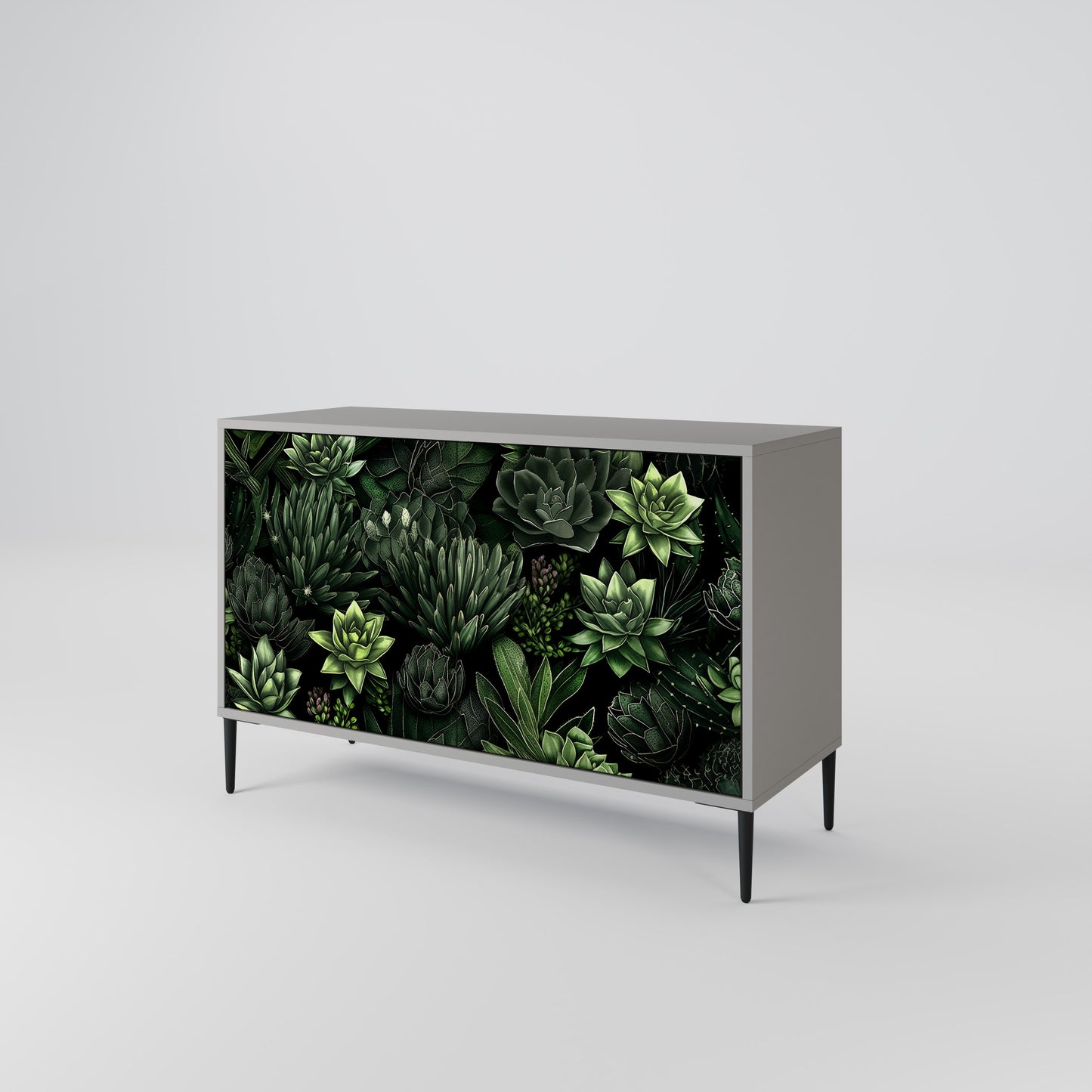 SUCCULENT JUNGLE 2-dörrars skänk i grå finish