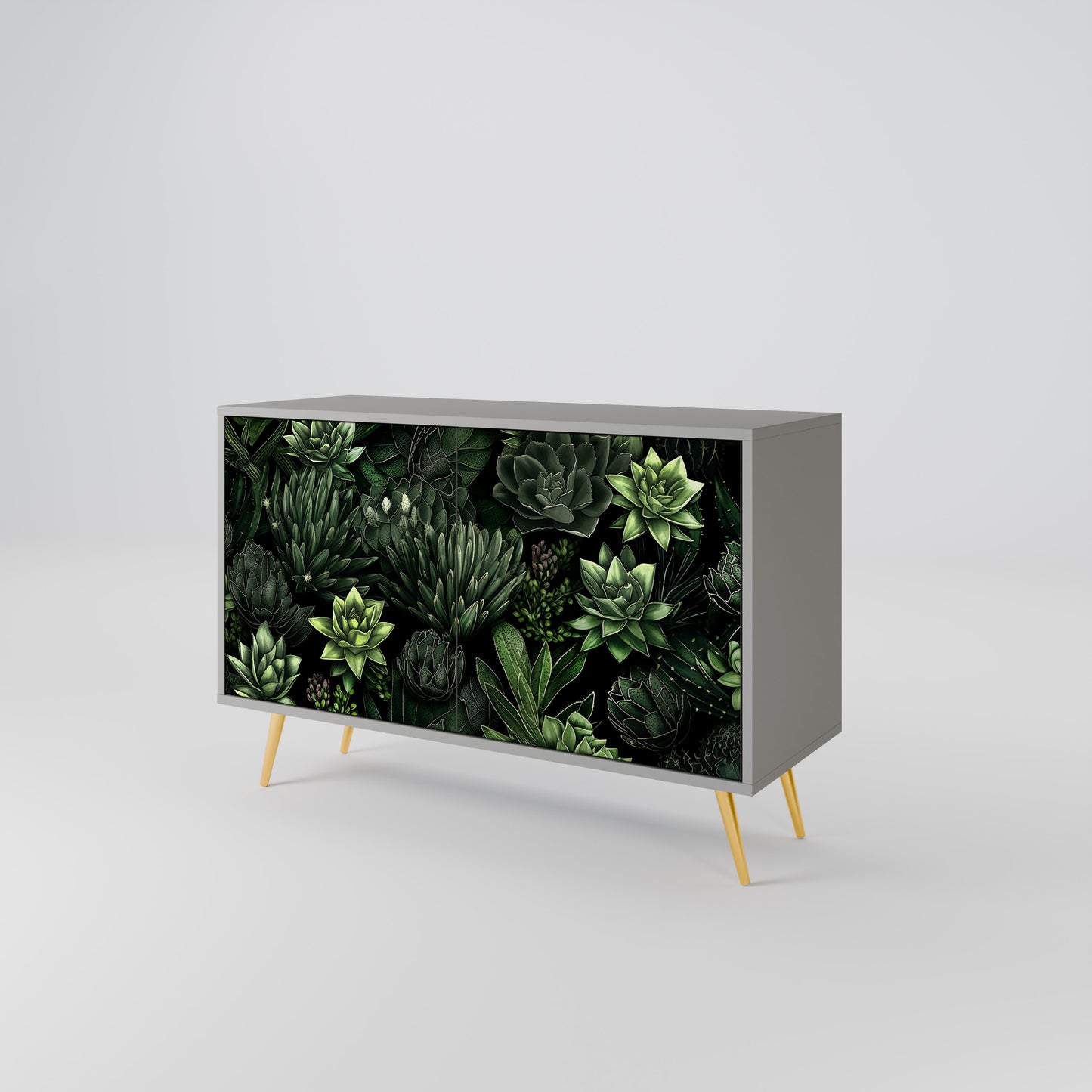 SUCCULENT JUNGLE 2-dörrars skänk i grå finish
