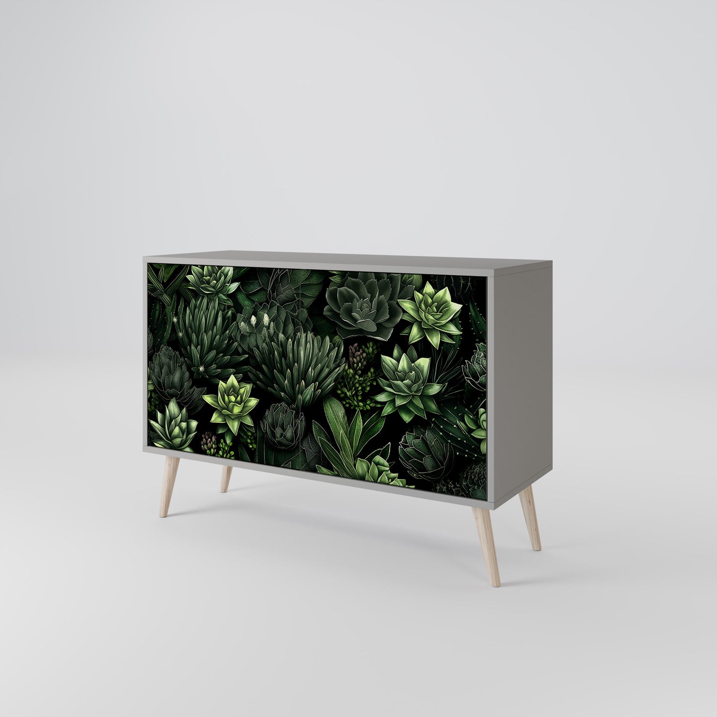 SUCCULENT JUNGLE 2-dörrars skänk i grå finish