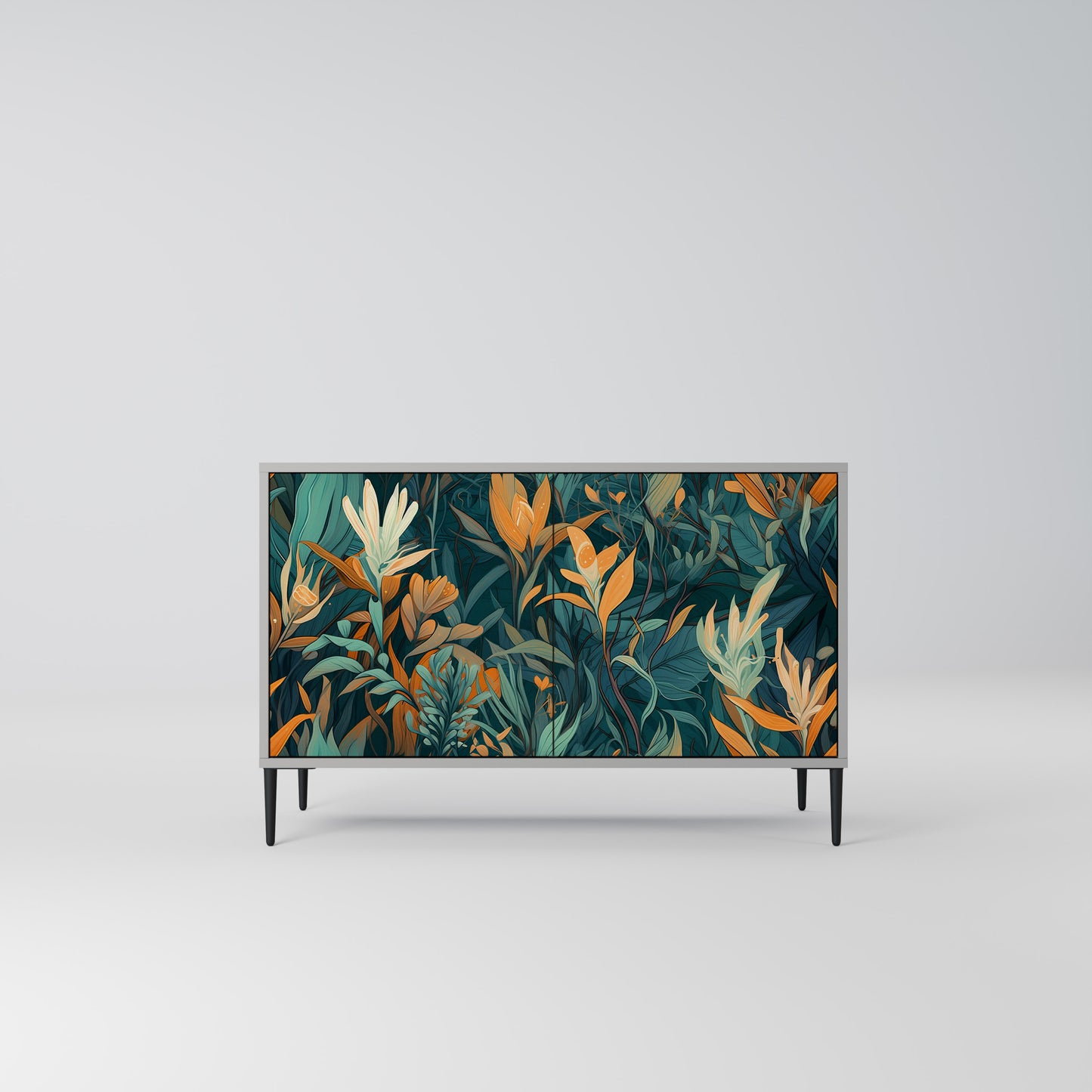 FLORAL SERENITY 2-dörrars skänk i grå finish
