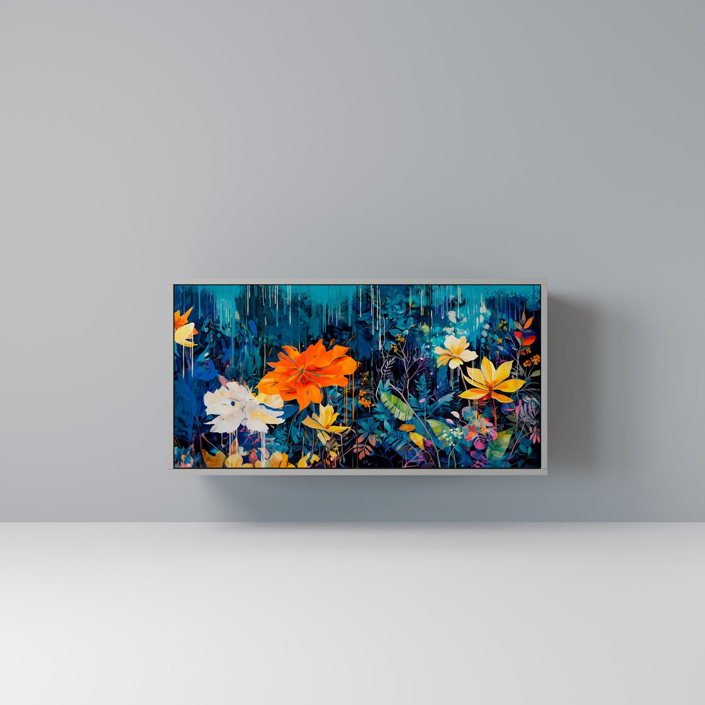MIDNIGHT BLOSSOM 2-Door Sideboard in Grey Finish