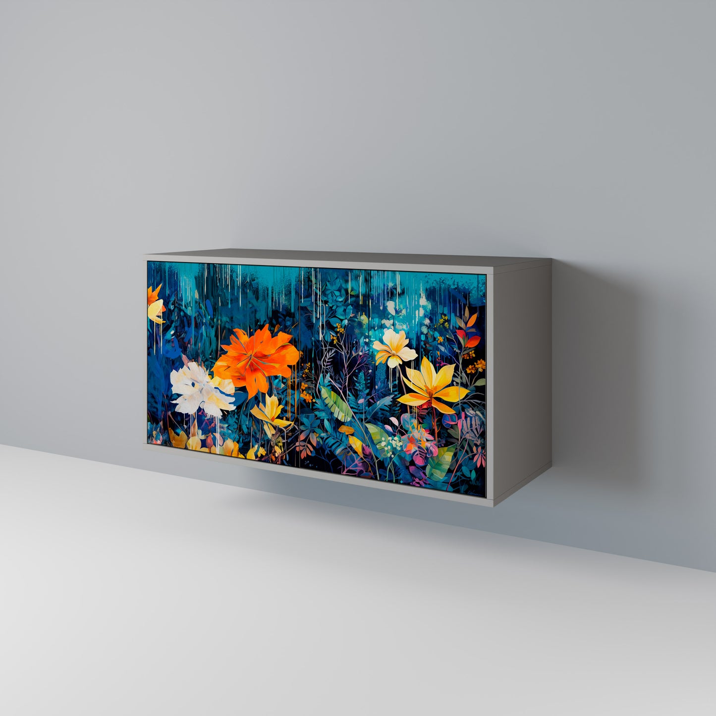 MIDNIGHT BLOSSOM 2-Door Sideboard in Grey Finish