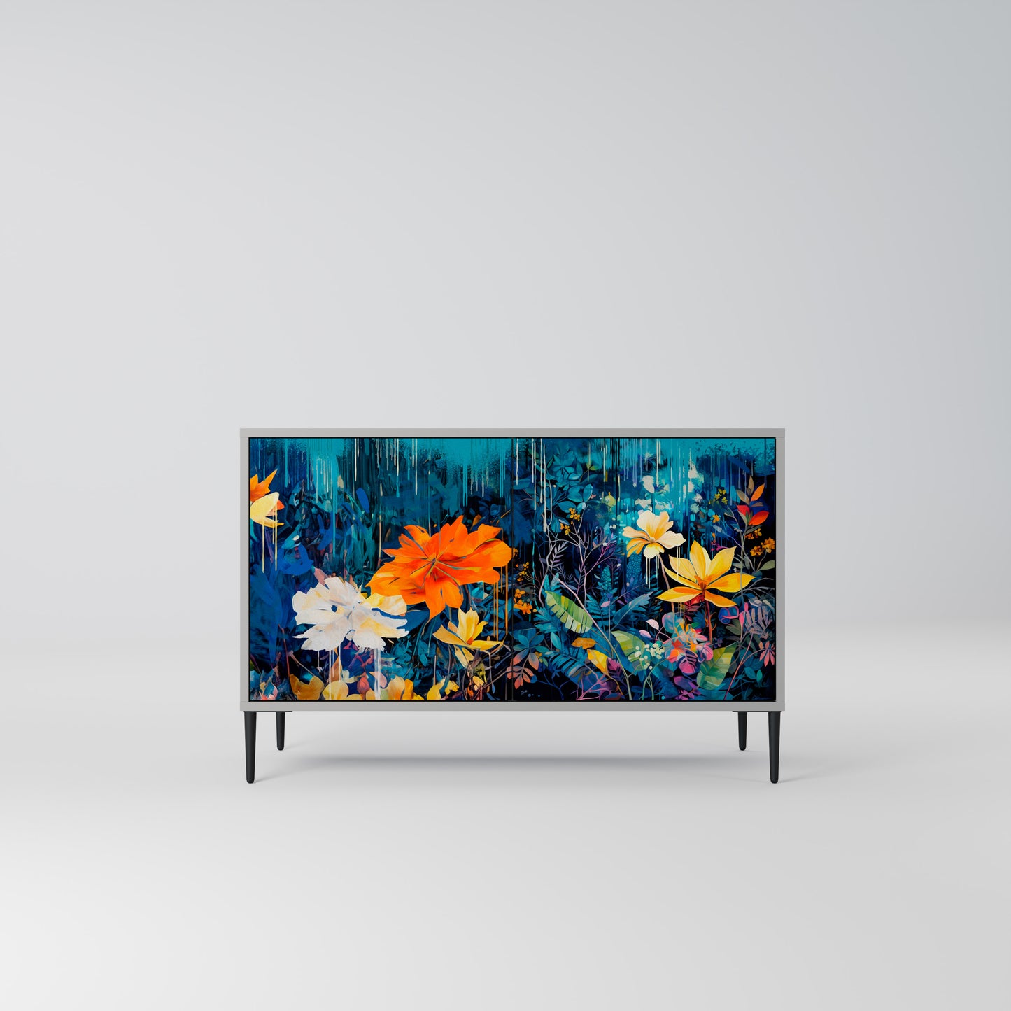 MIDNIGHT BLOSSOM 2-Door Sideboard in Grey Finish