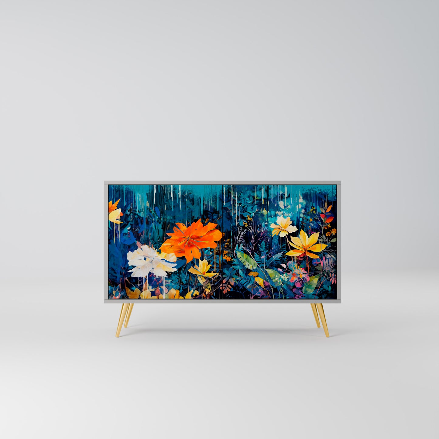 MIDNIGHT BLOSSOM 2-Door Sideboard in Grey Finish