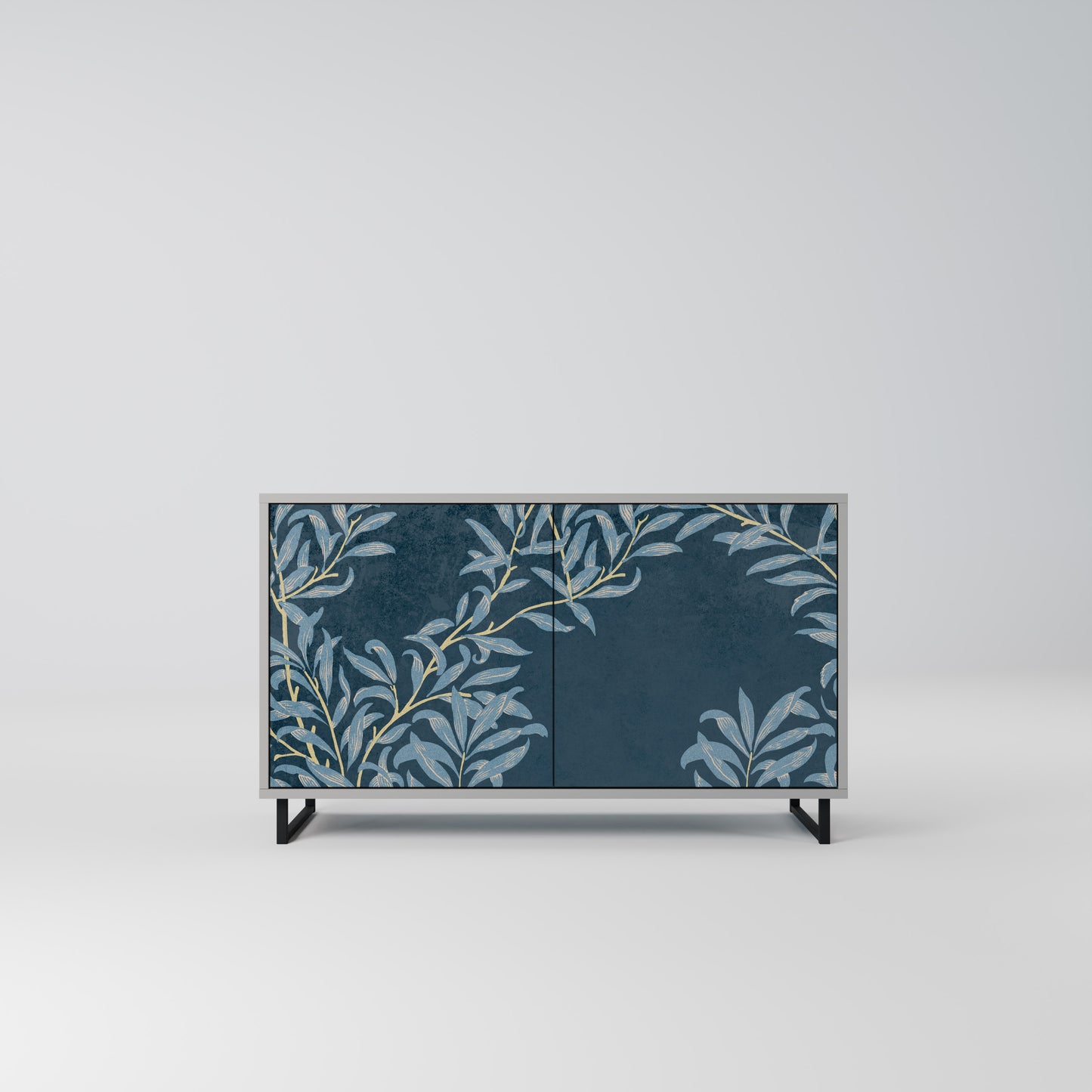 BLUE LEAVES 2-Door Sideboard in Grey Finish
